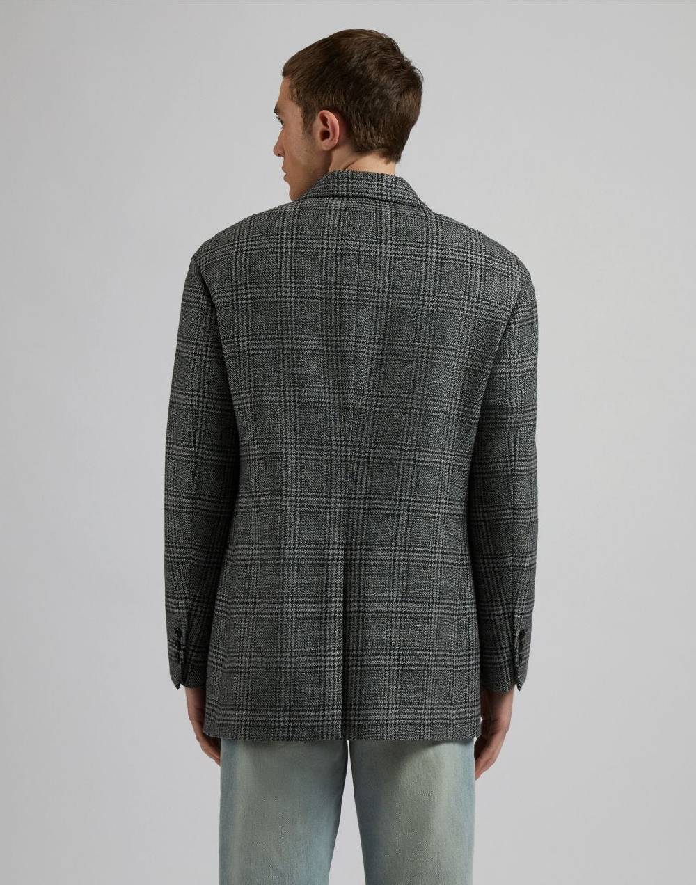 Lardini Giaccone Monopetto In Labswool Di Lana Cashmere Fantasia Grigo-nero