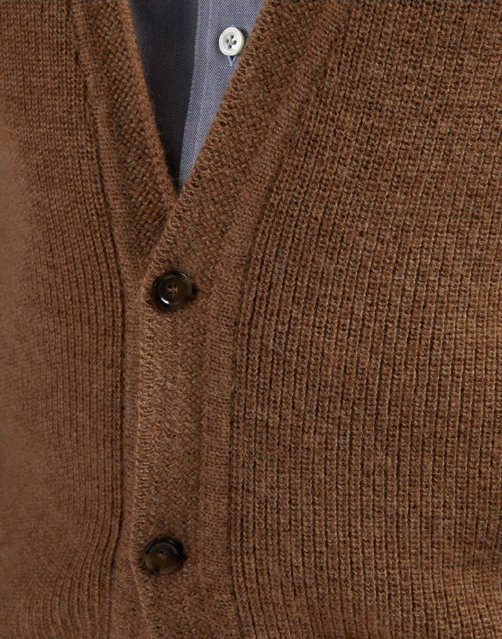 Lardini Gilet Nocciola In Maglia Di Lana Bio E Alpaca