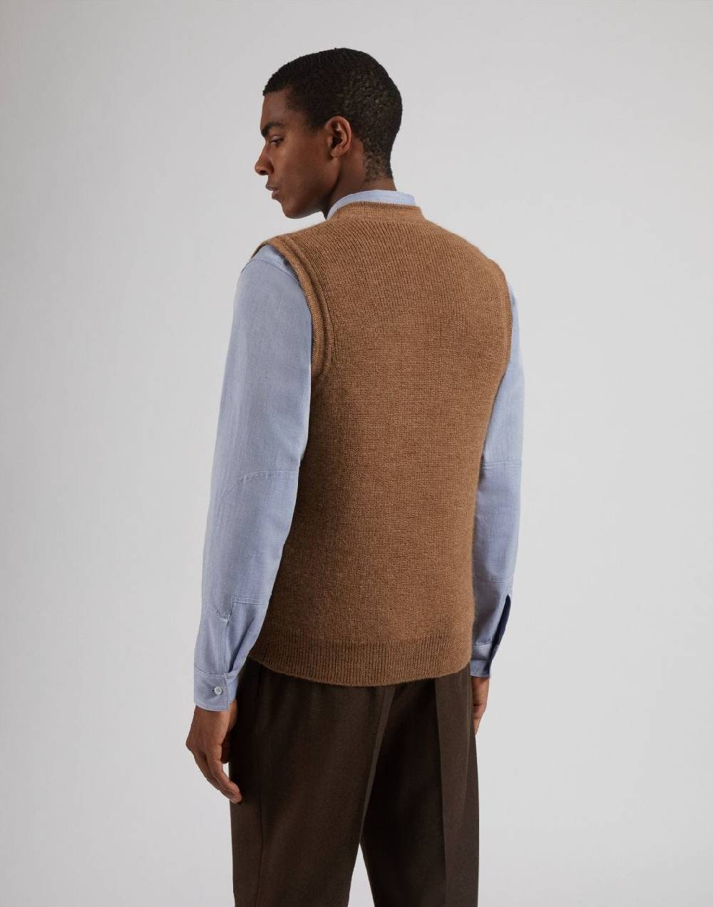 Lardini Gilet Nocciola In Maglia Di Lana Bio E Alpaca