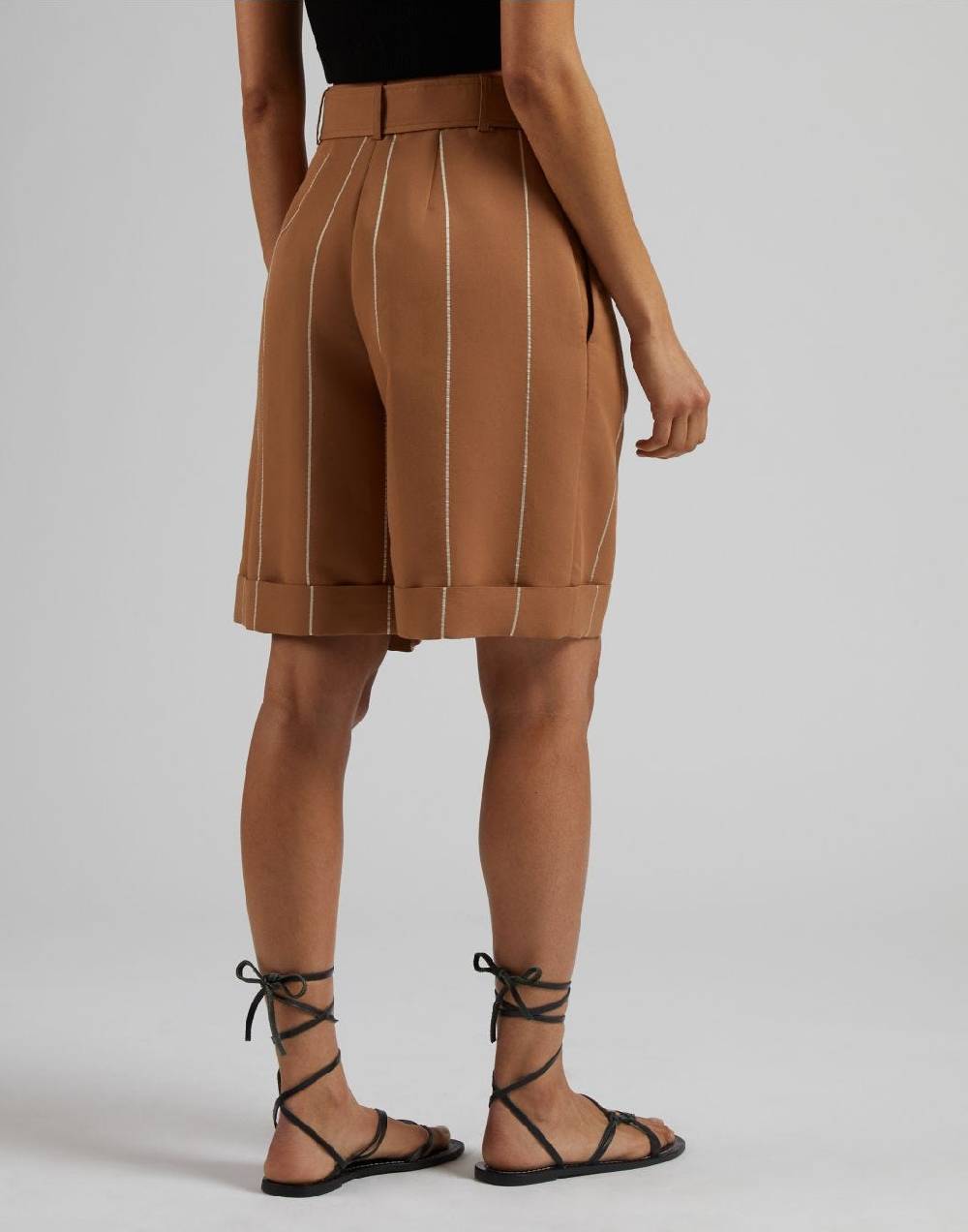 Lardini Bermuda Ruggine In Viscosa Gessato Largo