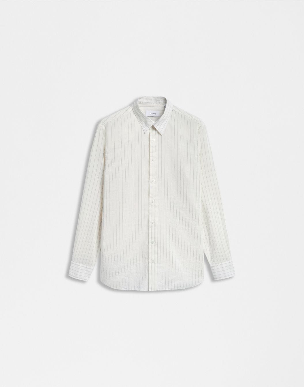 Lardini Camicia bianca a righe con collo italiano