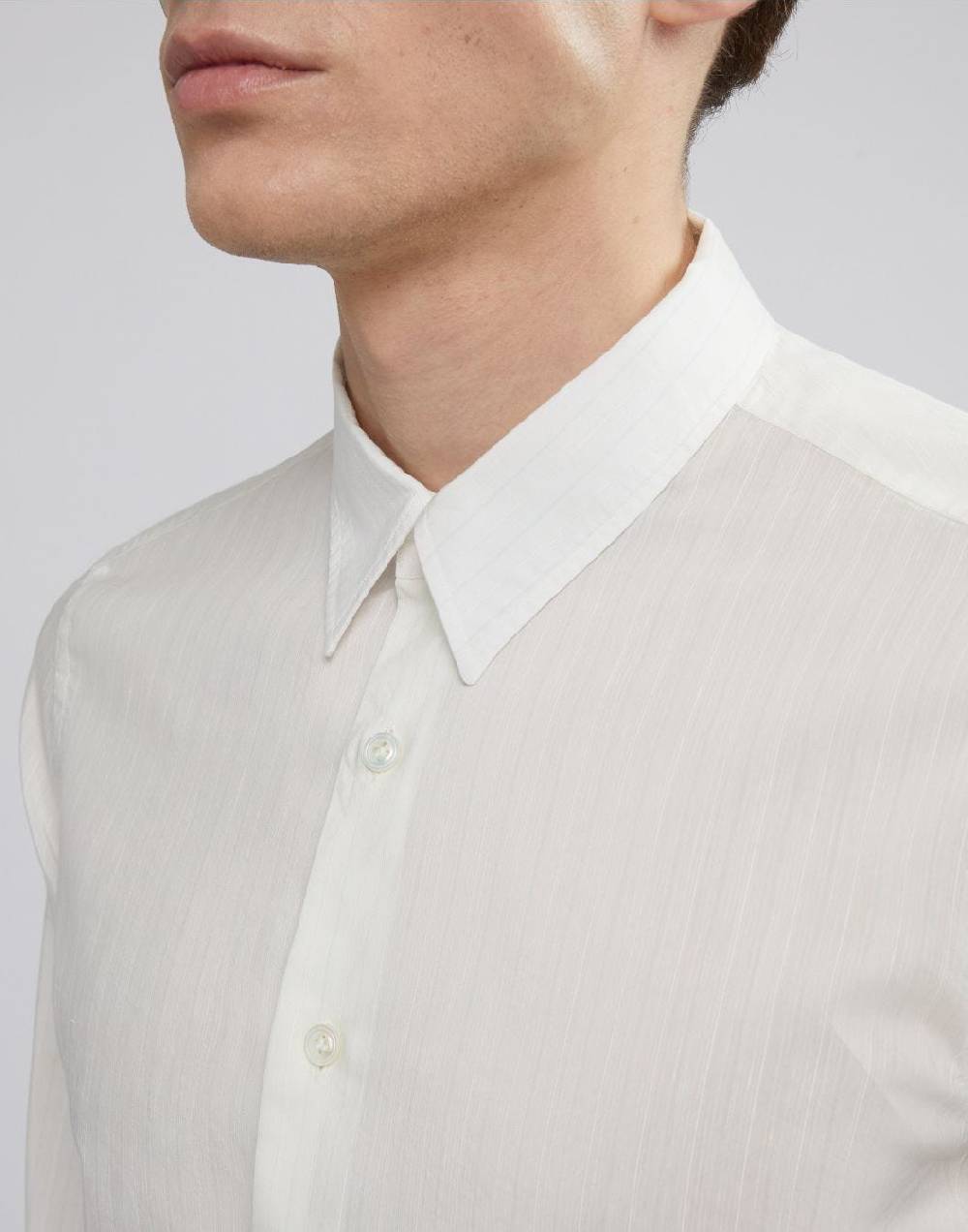 Lardini Camicia Bianca Con Collo Italiano In Voile