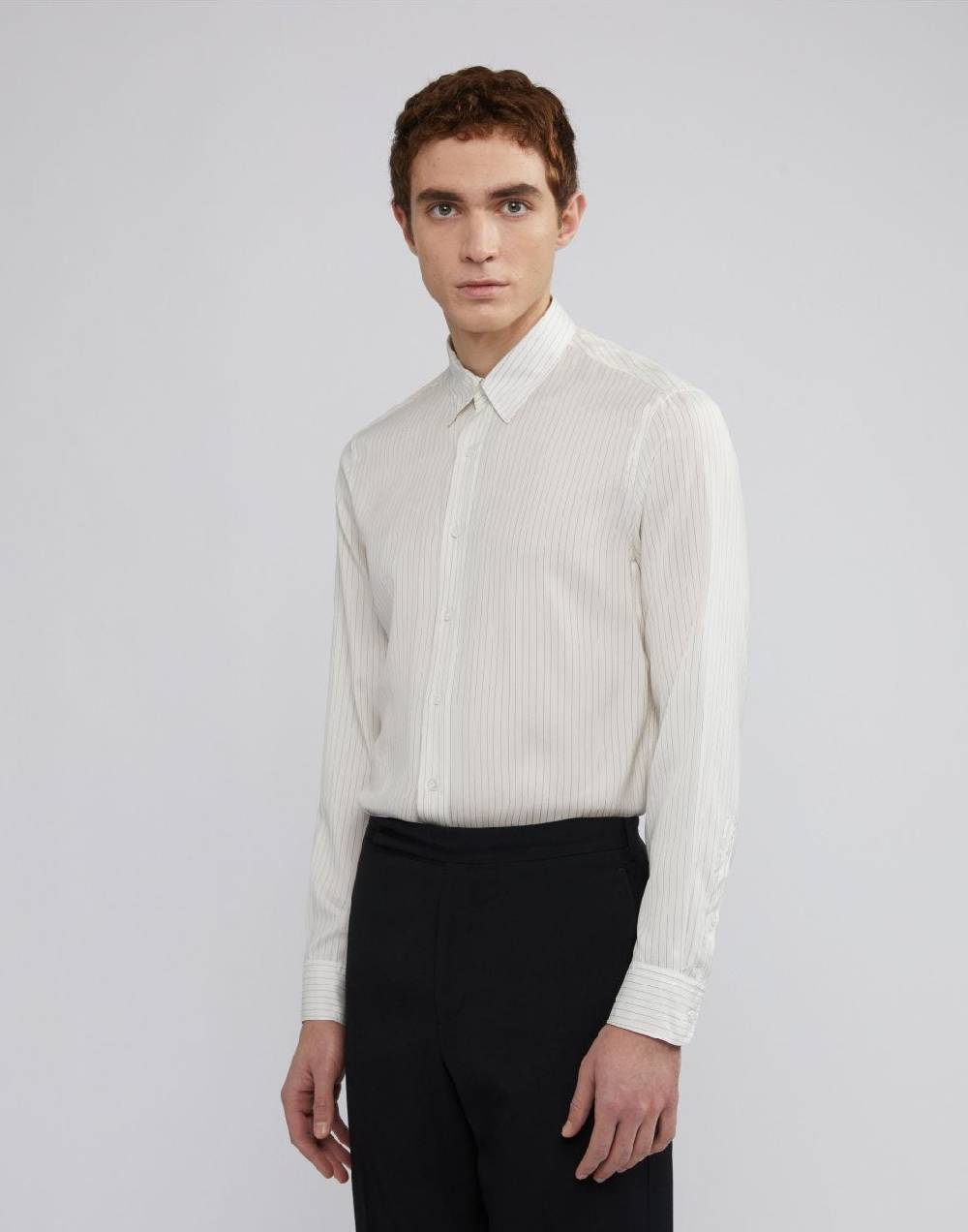 Lardini Camicia Con Collo Italiano In Seta Habotai