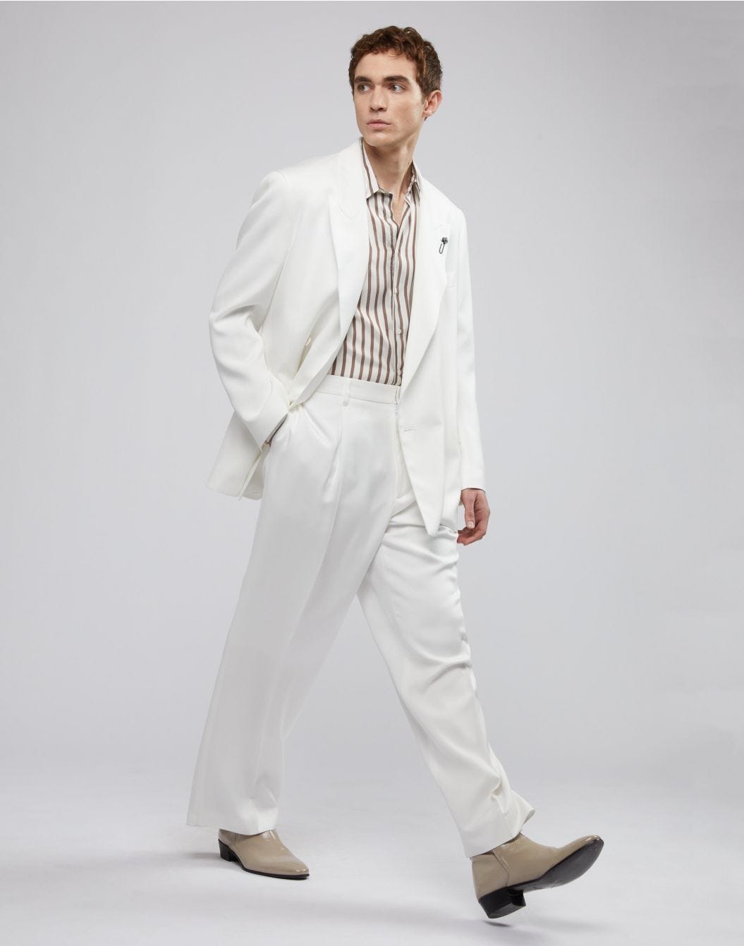 Lardini Camicia In Seta Con Disegno Riga