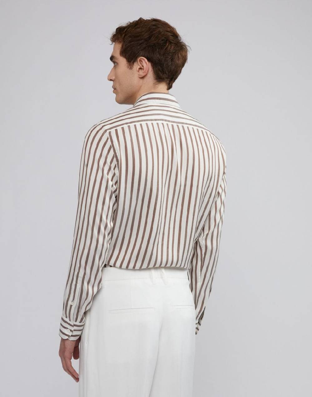 Lardini Camicia In Seta Con Disegno Riga