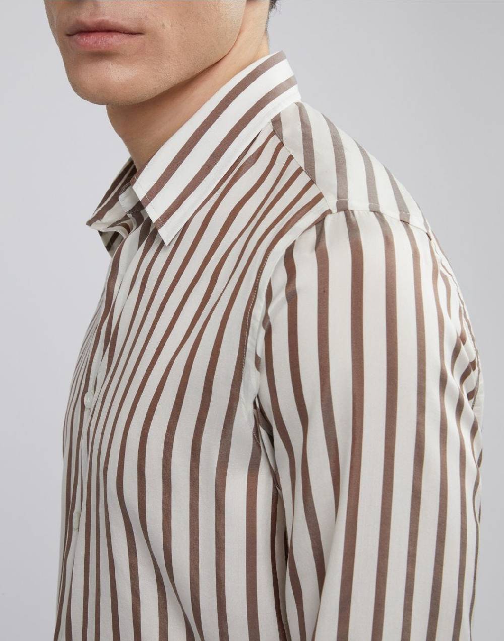 Lardini Camicia In Seta Con Disegno Riga