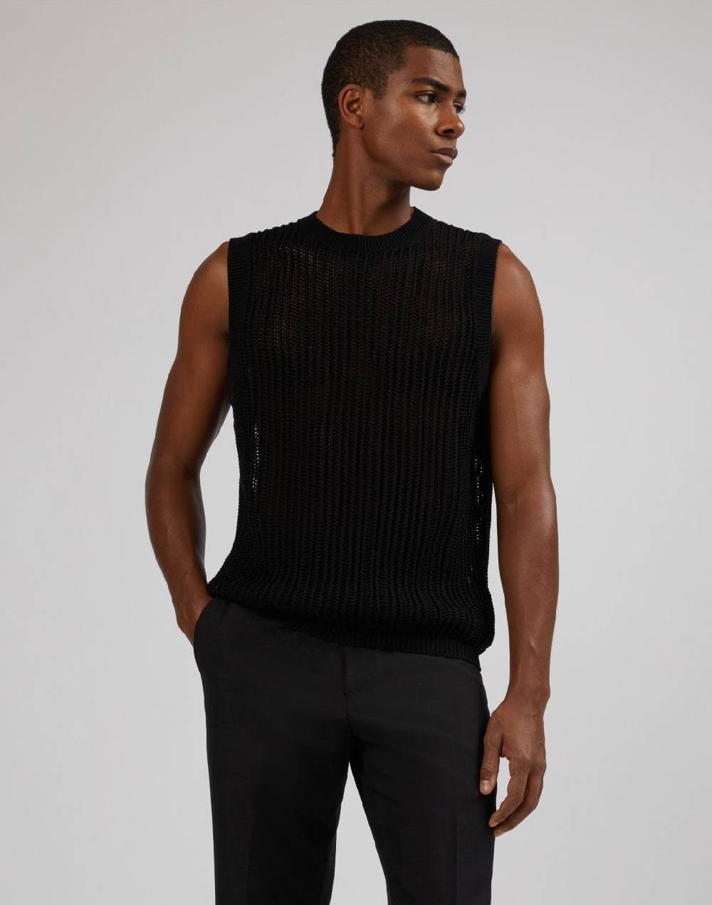 Lardini Canotta In Maglia Nera Traforata