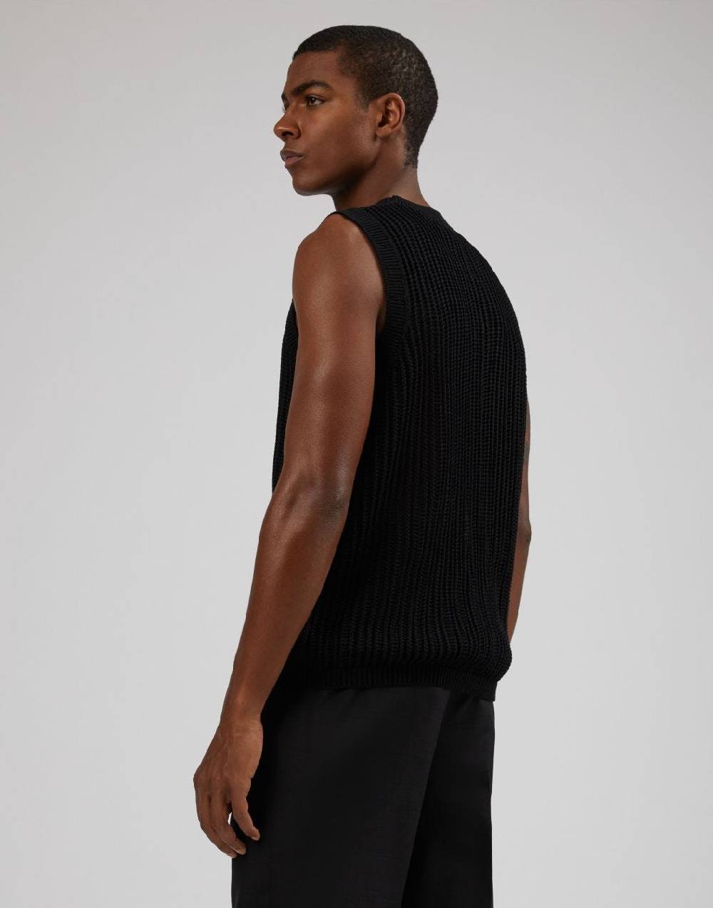 Lardini Canotta In Maglia Nera Traforata