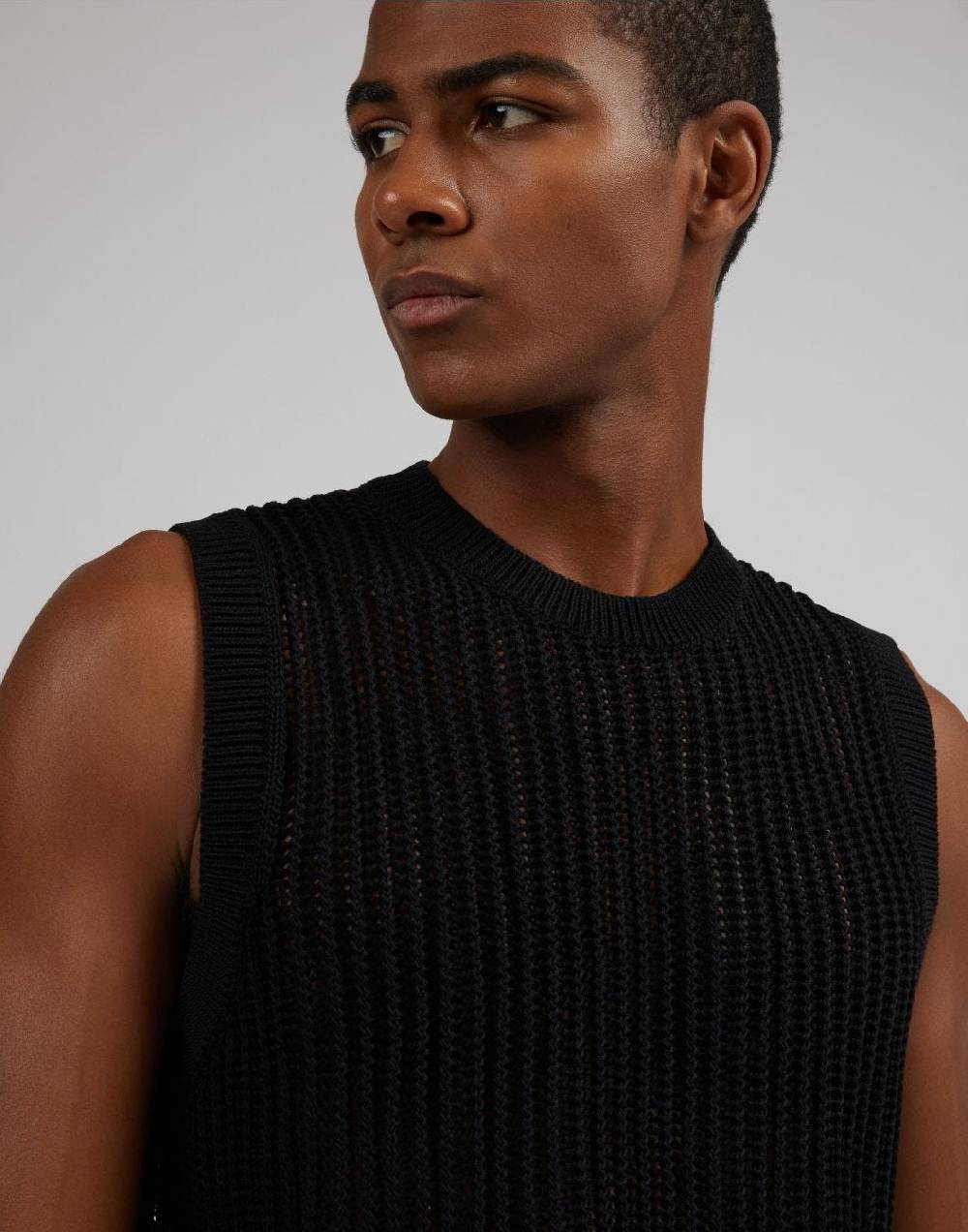 Lardini Canotta In Maglia Nera Traforata