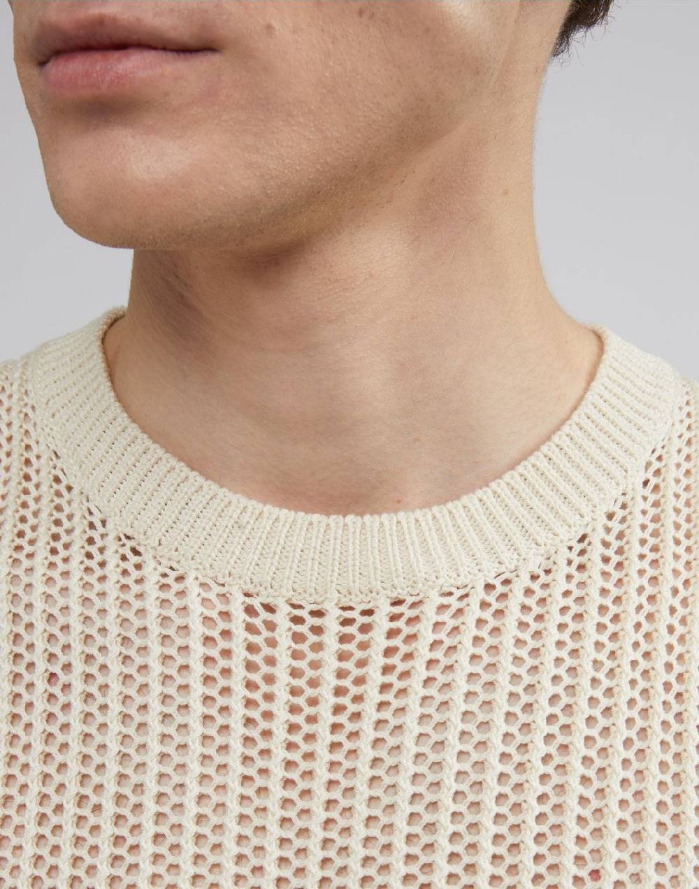 Lardini Canotta In Maglia Panna A Coste Traforata