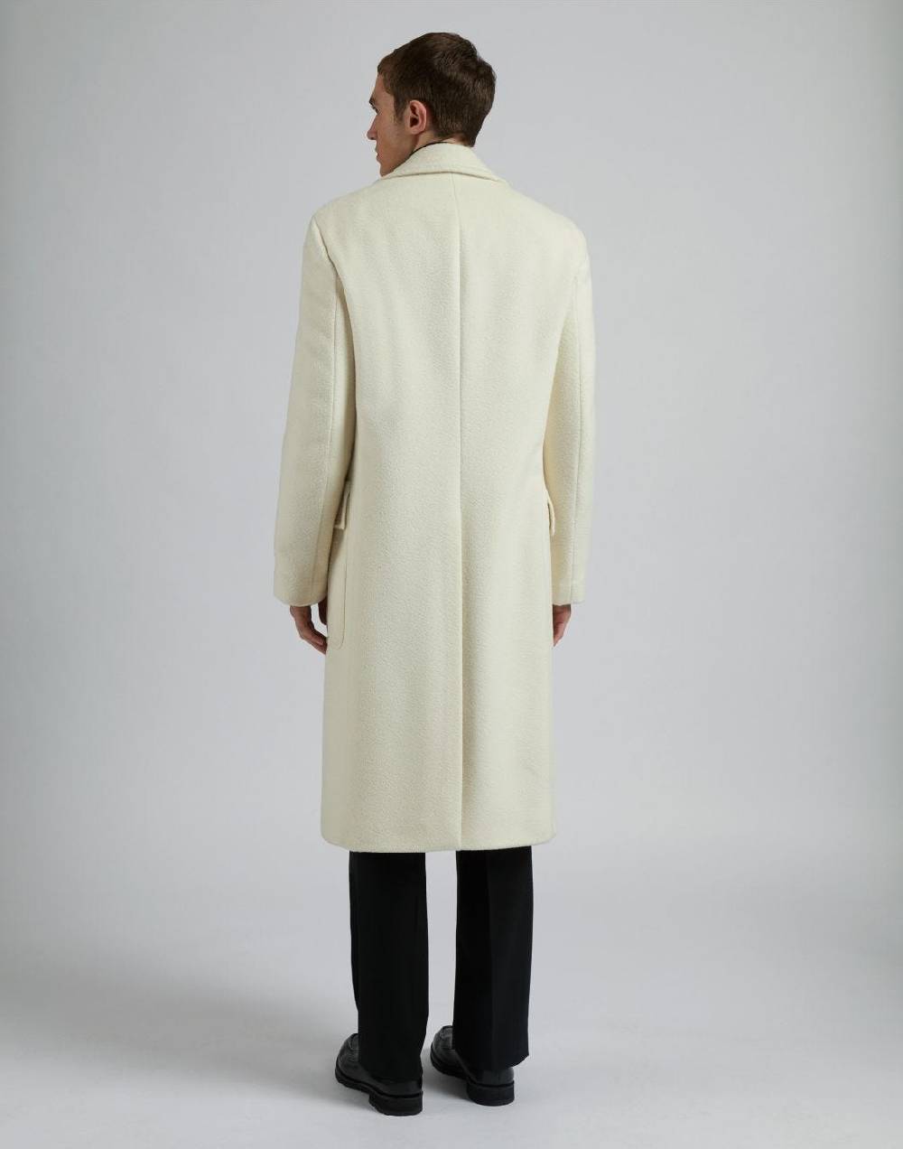 Lardini Cappotto Doppiopetto Panna In Lana Alpaca