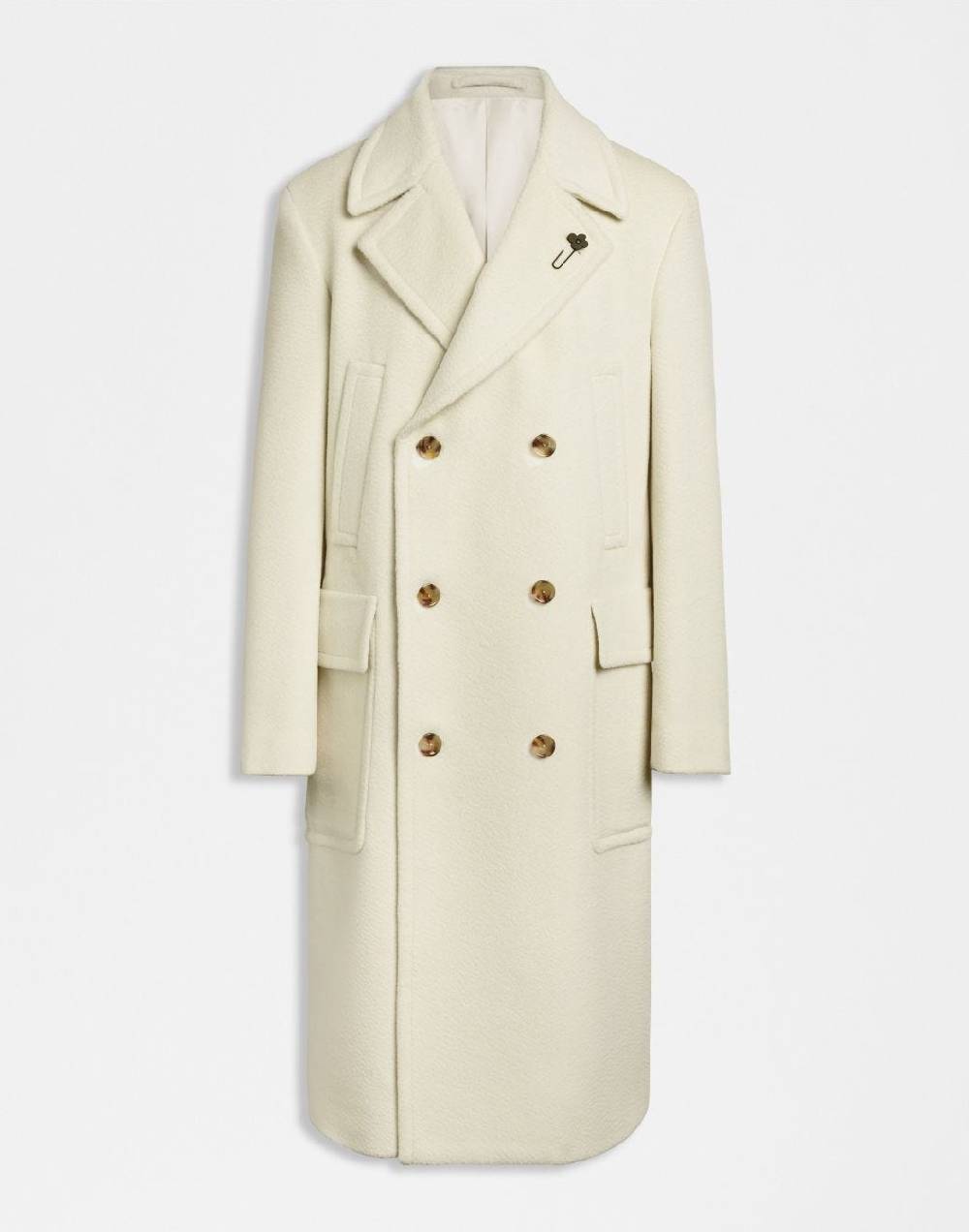 Lardini Cappotto doppiopetto panna in lana alpaca