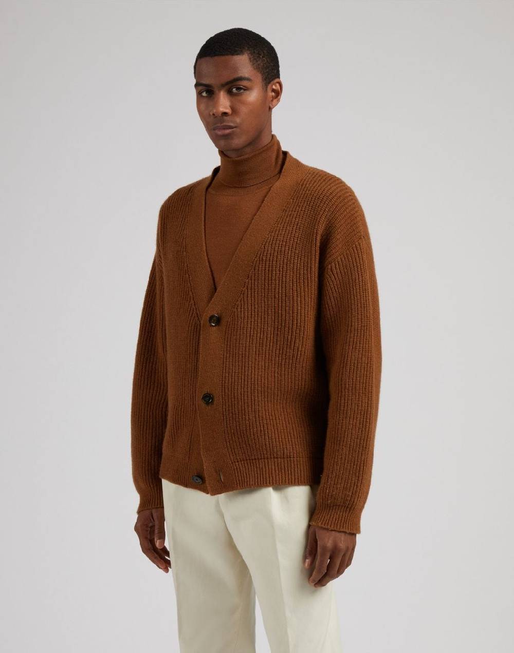 Lardini Cardigan Nocciola In Lana E Cashmere