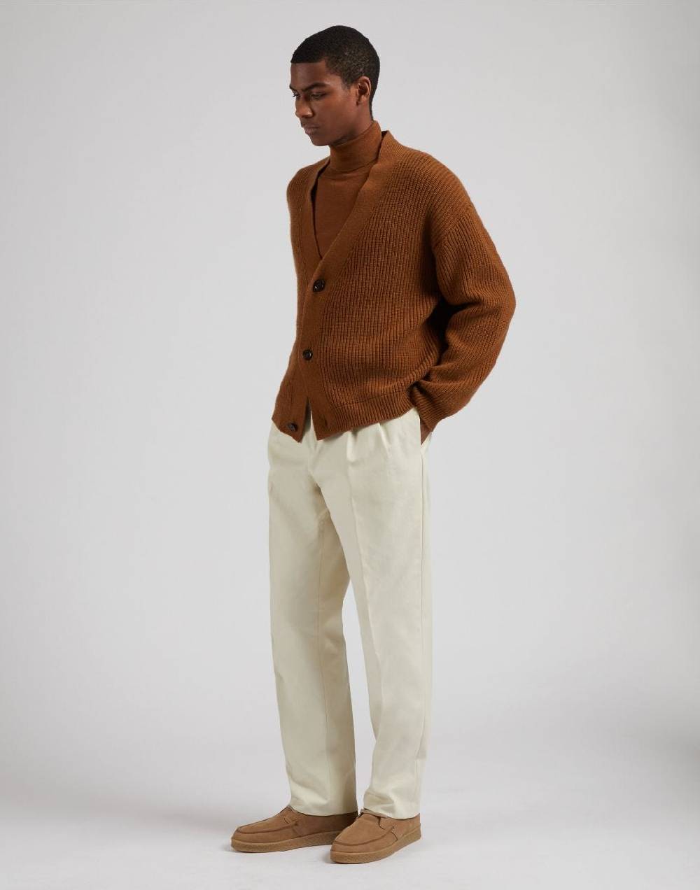 Lardini Cardigan Nocciola In Lana E Cashmere