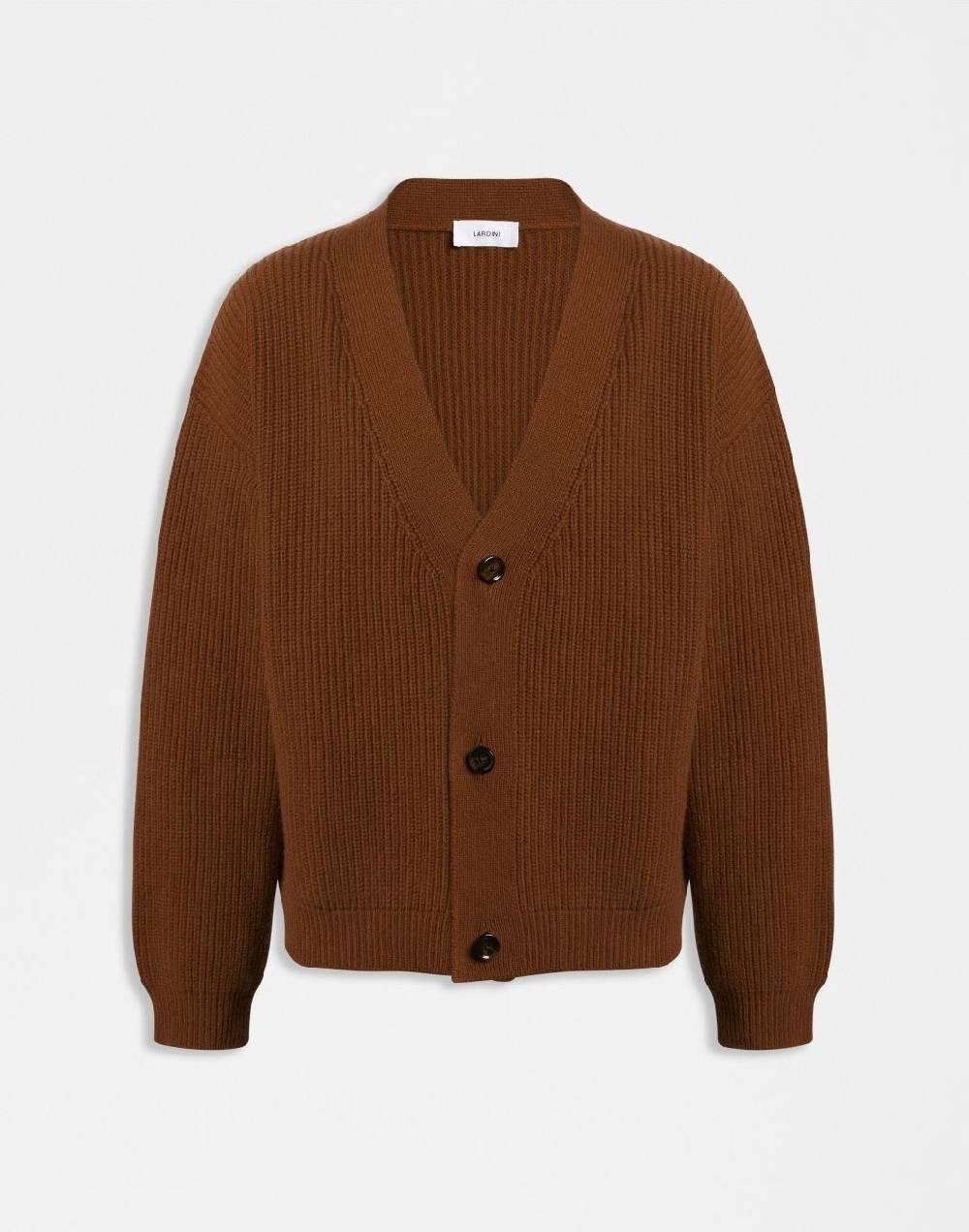 Lardini Cardigan nocciola in lana e cashmere
