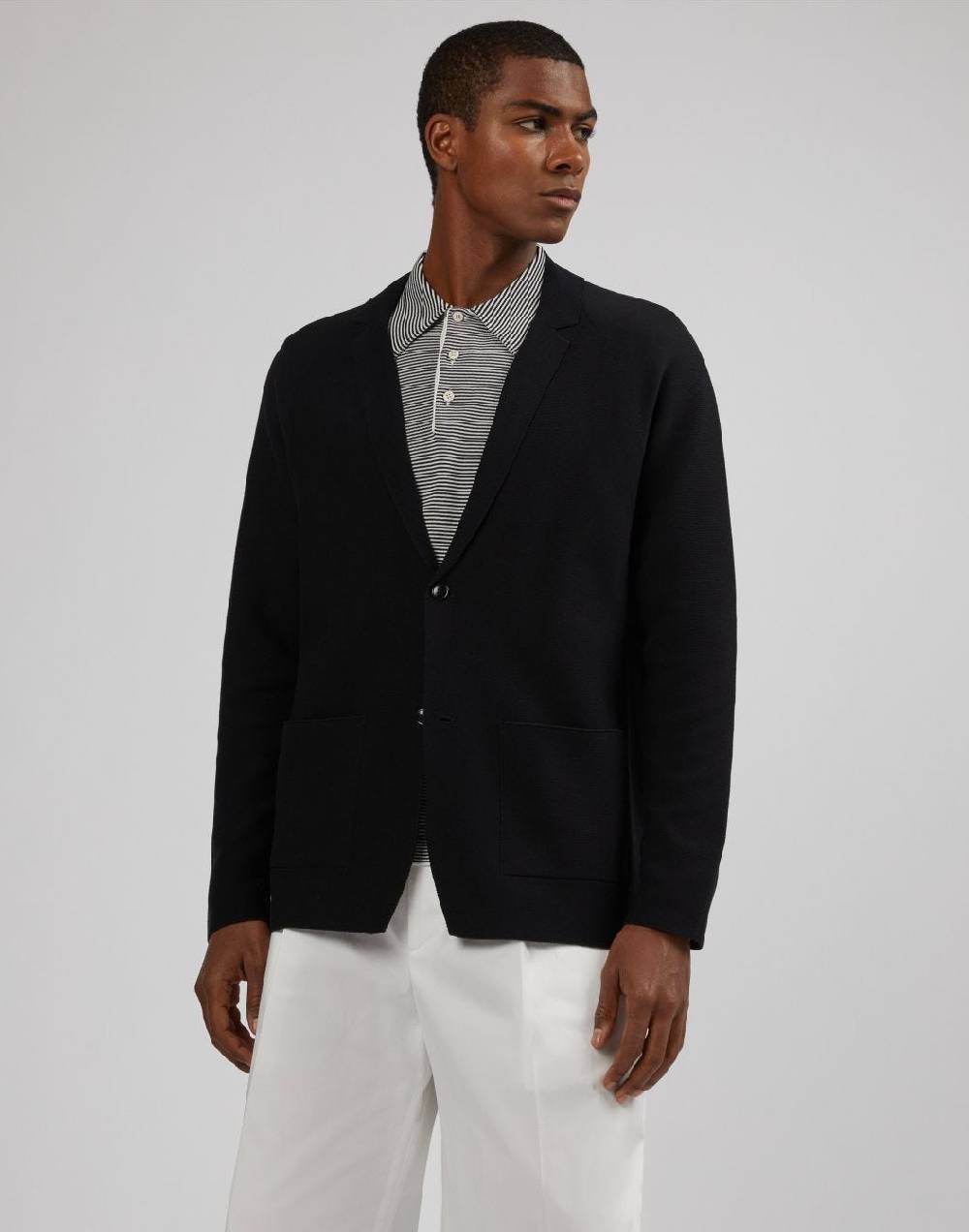 Lardini Giacca Maglia Nera Con Maglia Rasata