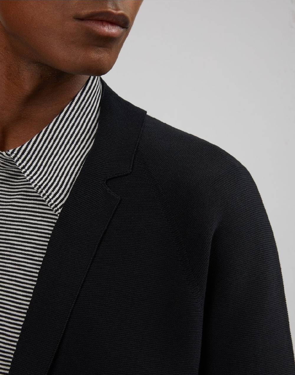 Lardini Giacca Maglia Nera Con Maglia Rasata