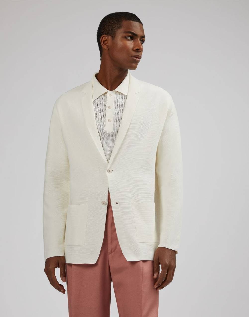 Lardini Giacca Maglia Stretch Panna