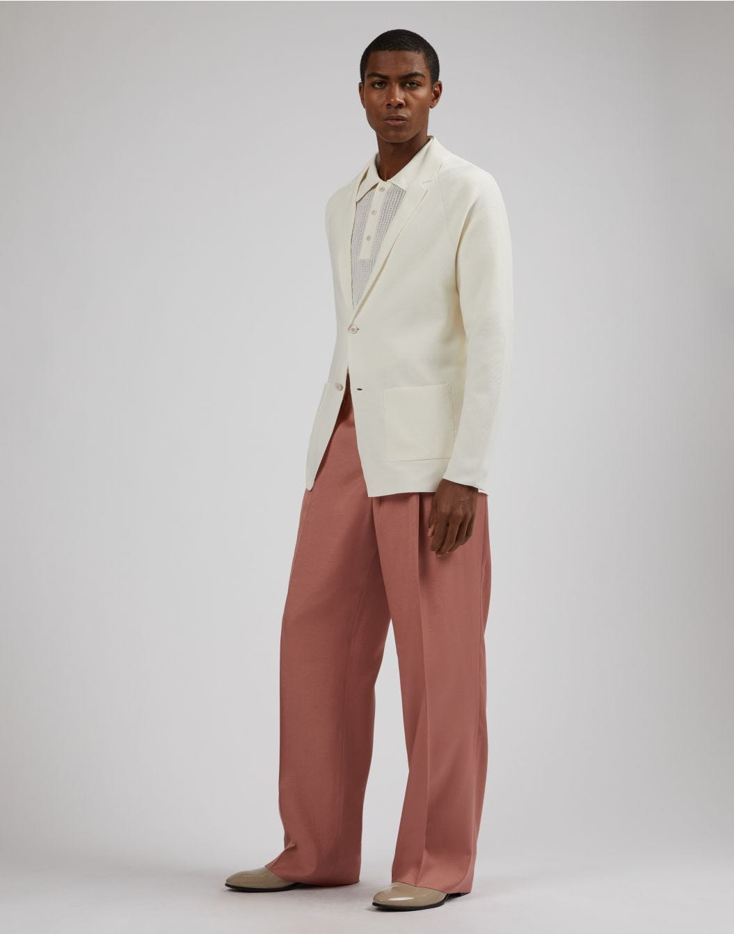 Lardini Giacca Maglia Stretch Panna