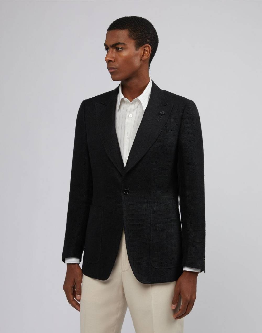 Lardini Giacca Monopetto Attitude Nera In Lino