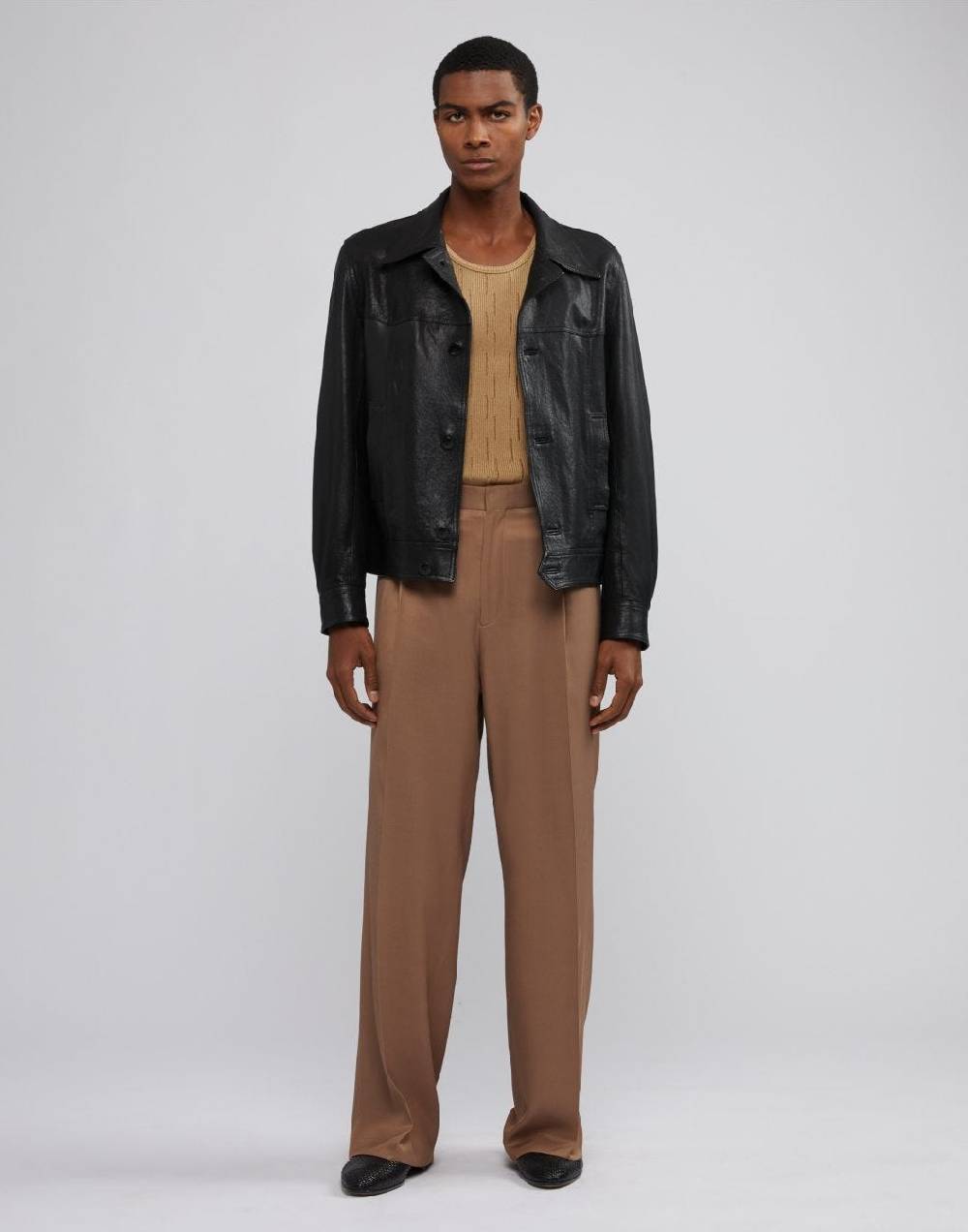 Lardini Giubbino In Pelle Nera Foderato