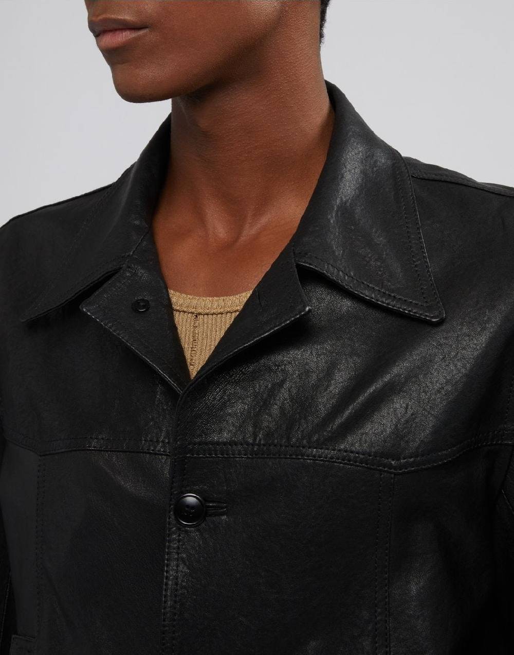 Lardini Giubbino In Pelle Nera Foderato