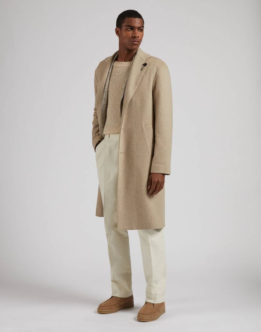 Lardini Maglia Girocollo Beige A Manica Lunga