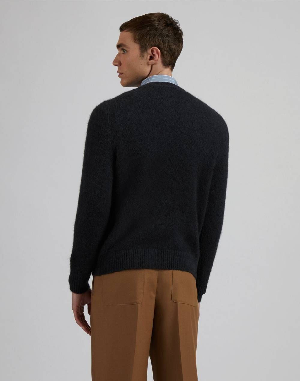 Lardini Maglia Girocollo Nera A Maglia Rasata