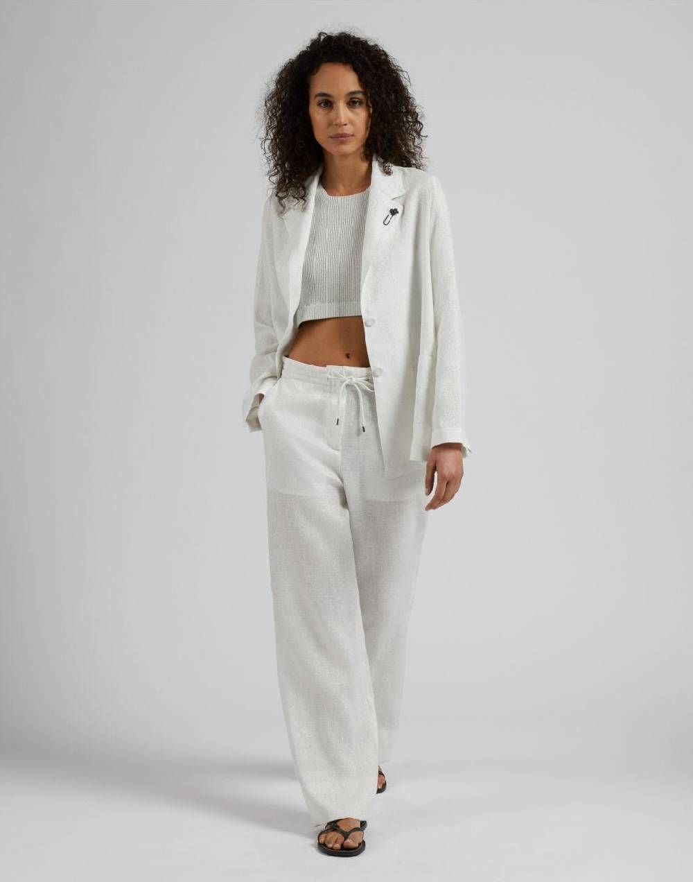 Lardini Pantalone Ampio In Tela Di Lino Lurex