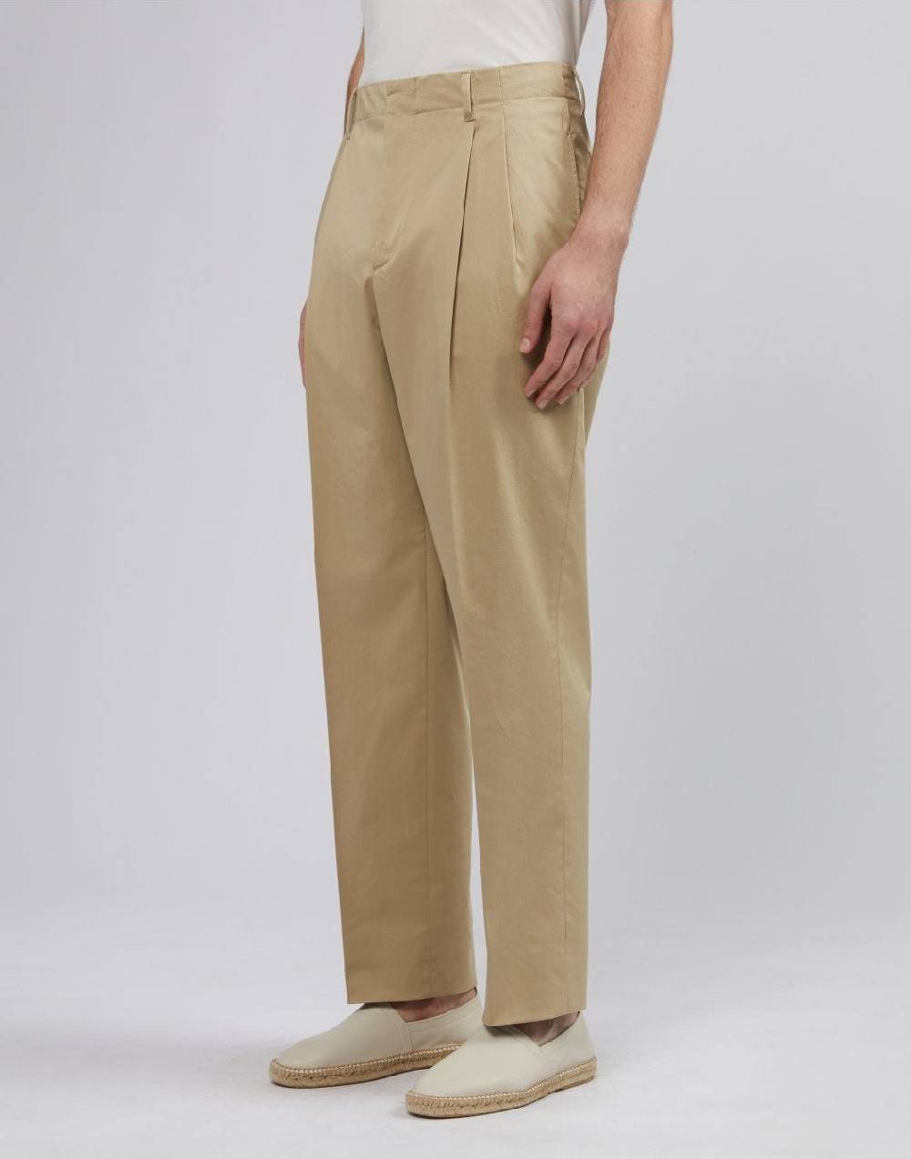 Lardini Pantalone Beige In Satin Stretch Di Cotone