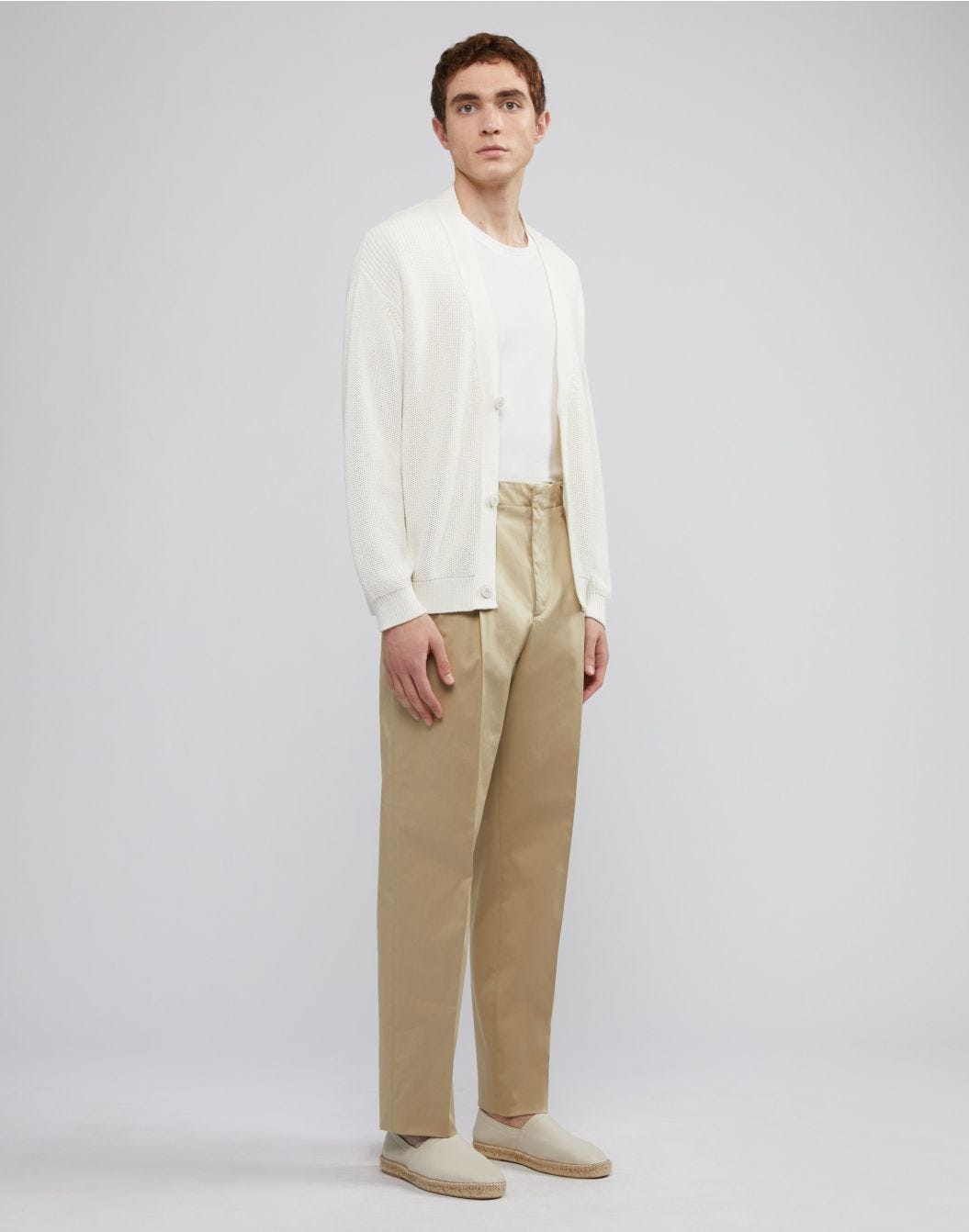 Lardini Pantalone Beige In Satin Stretch Di Cotone
