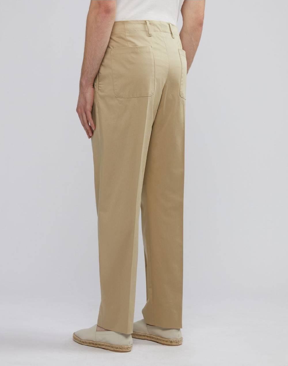 Lardini Pantalone Beige In Satin Stretch Di Cotone