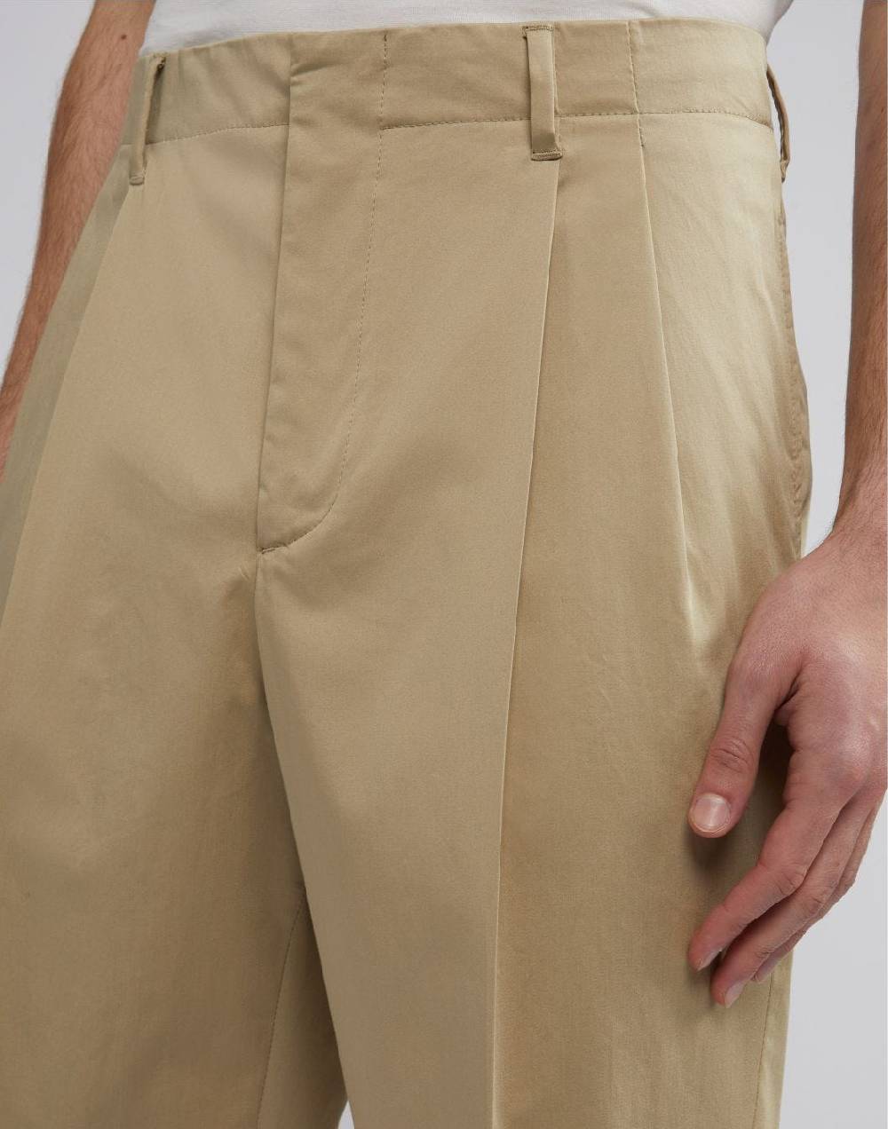 Lardini Pantalone Beige In Satin Stretch Di Cotone