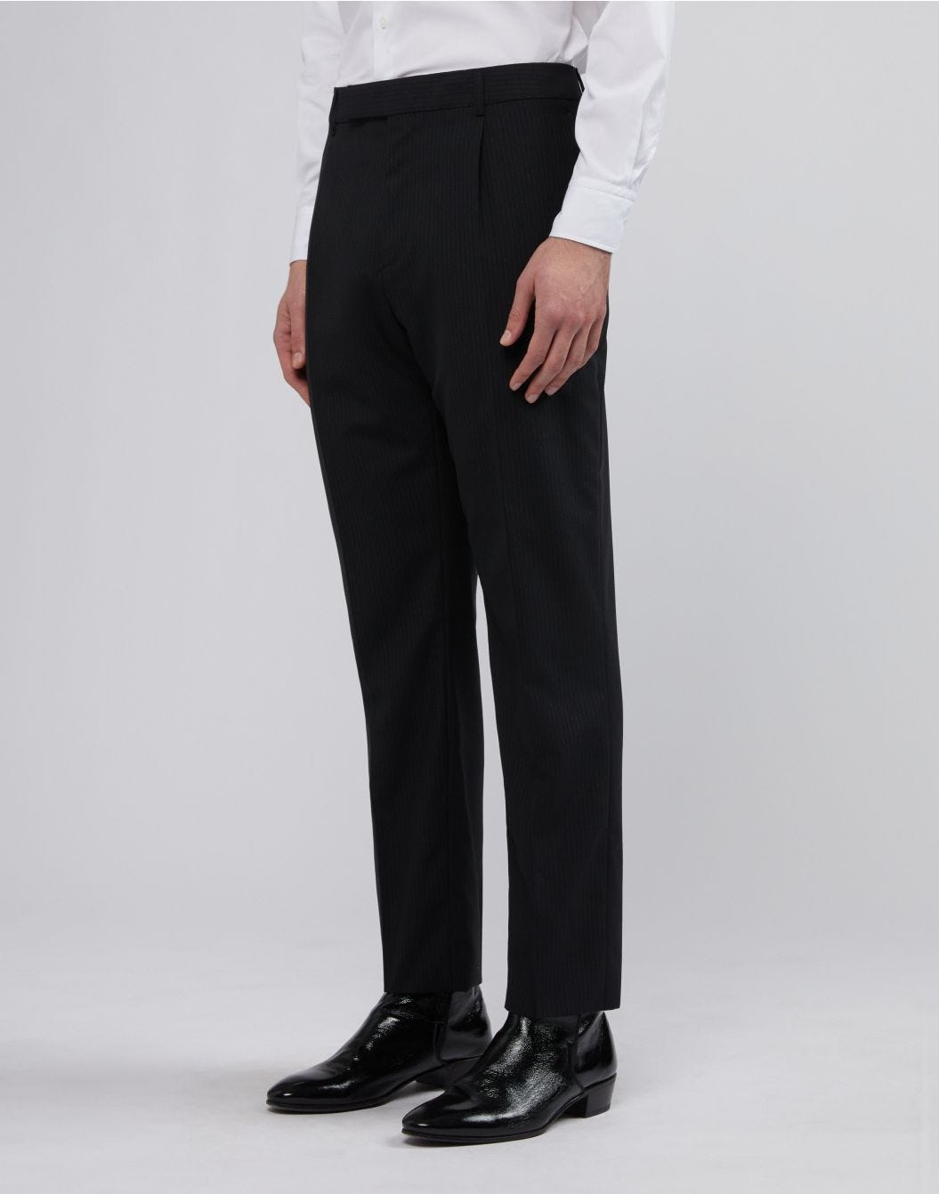 Lardini Pantalone Nero Con Gessatura A Contrasto