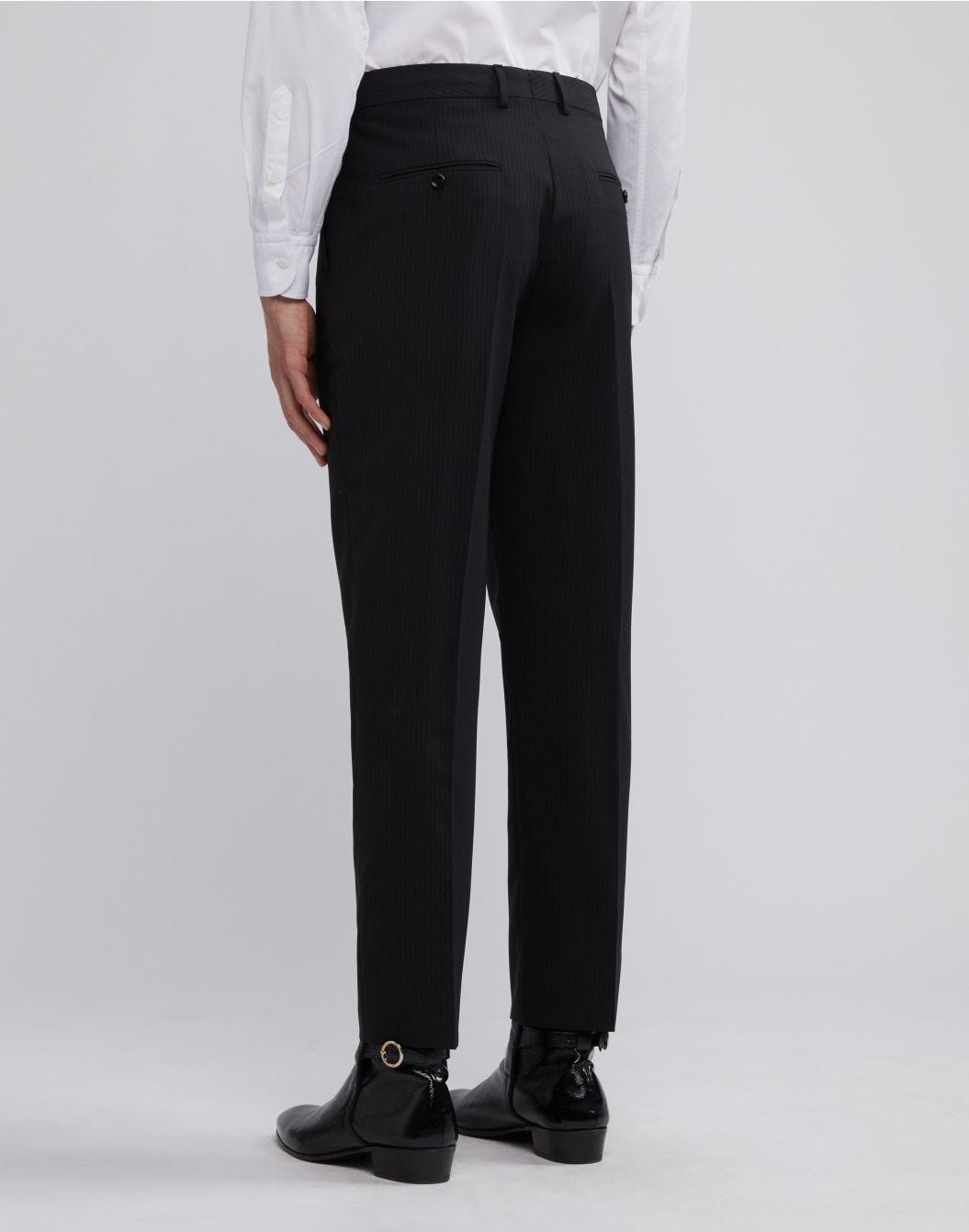 Lardini Pantalone Nero Con Gessatura A Contrasto