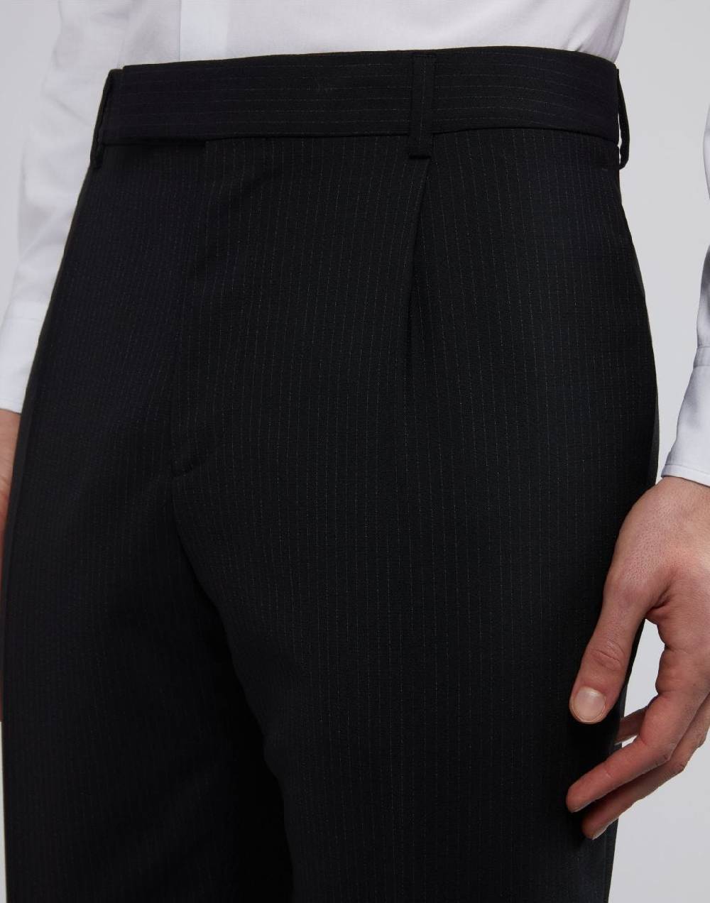 Lardini Pantalone Nero Con Gessatura A Contrasto