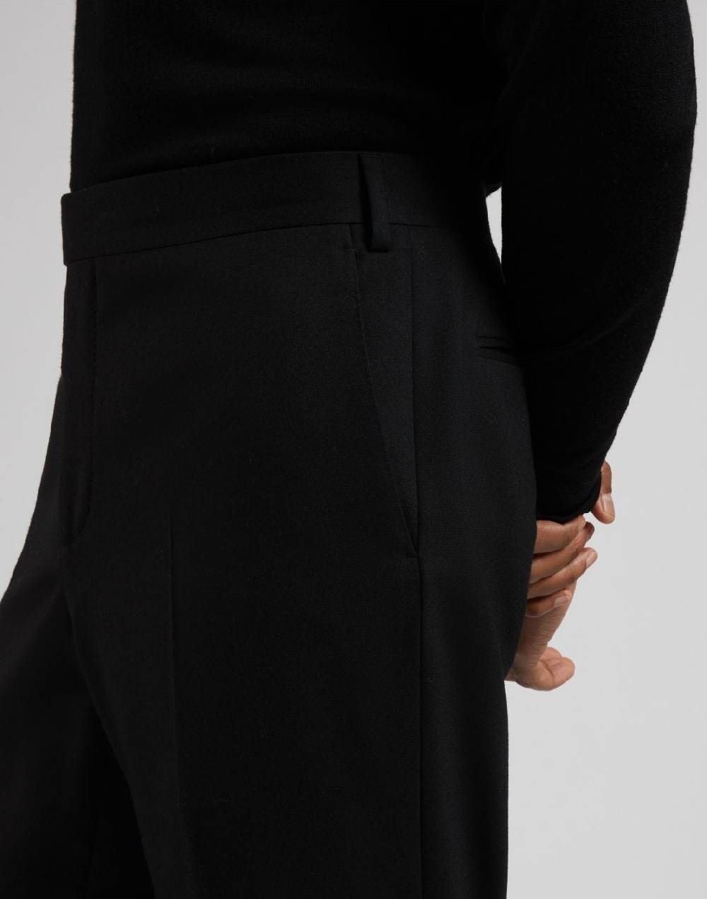 Lardini Pantalone Nero In Flanella Pettinata