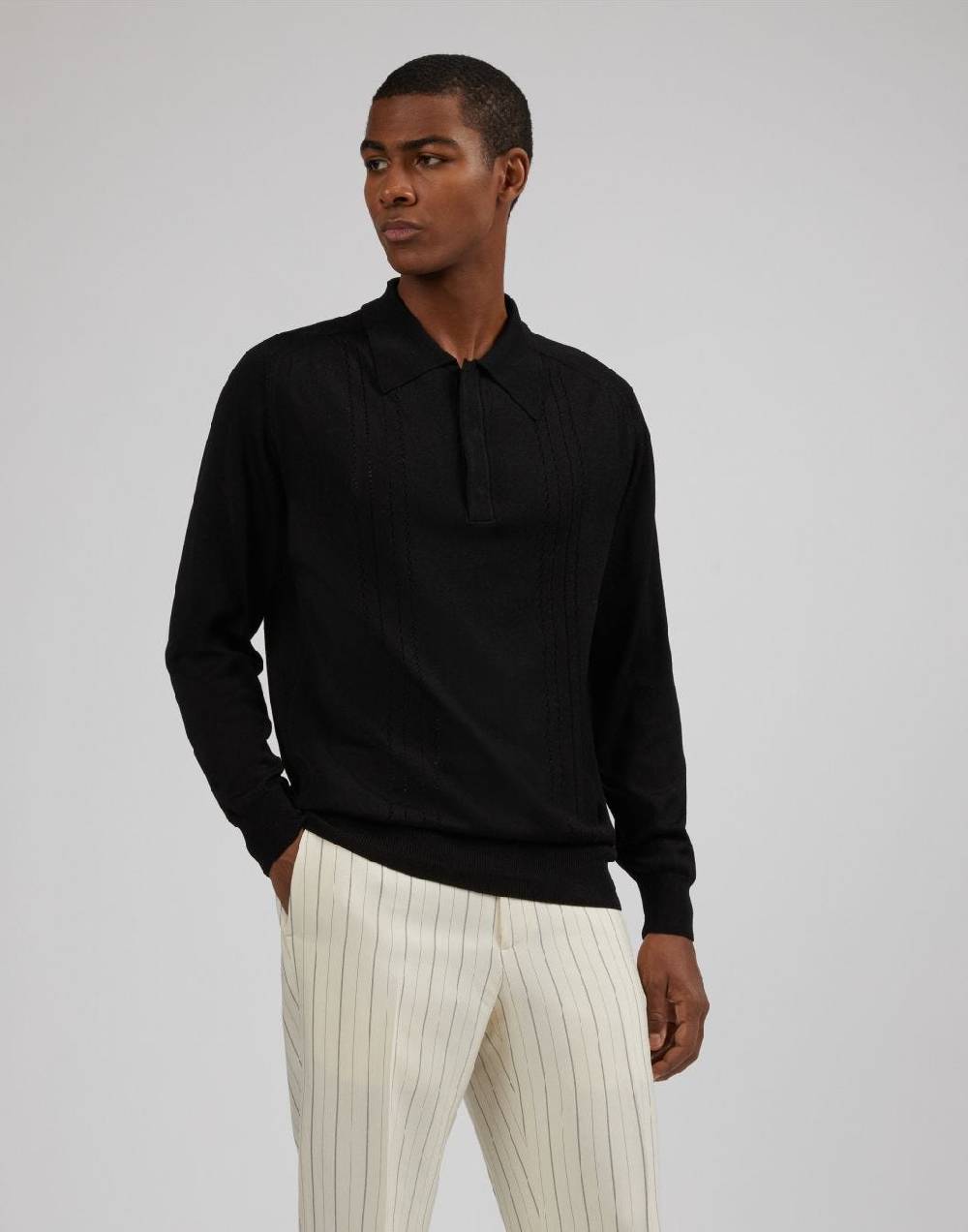 Lardini Polo A Manica Lunga Nera