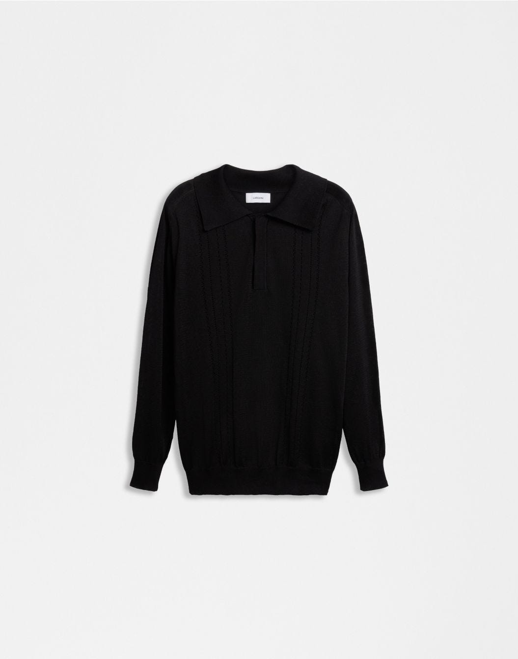 Lardini Polo a manica lunga nera