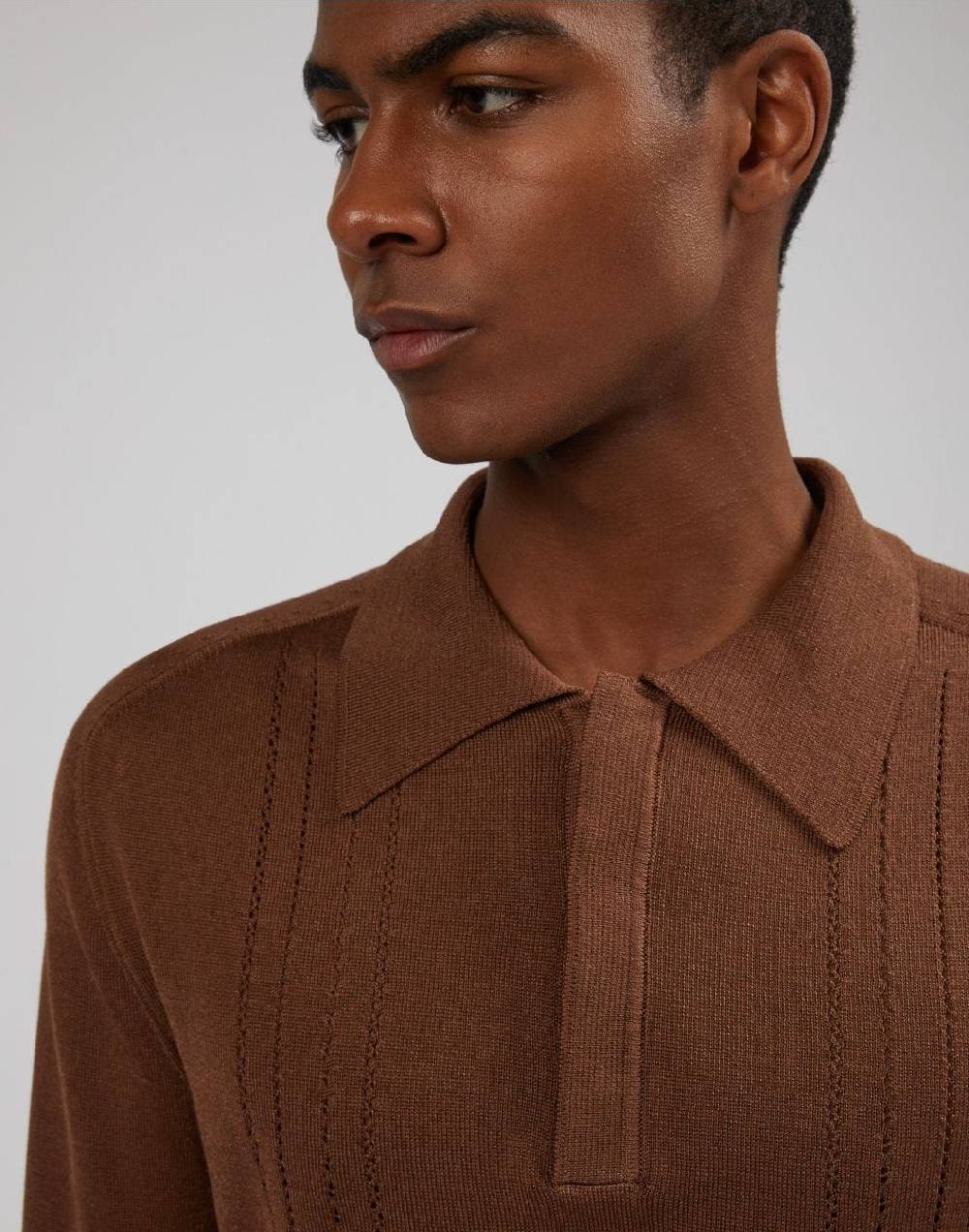 Lardini Polo A Manica Lunga Nocciola