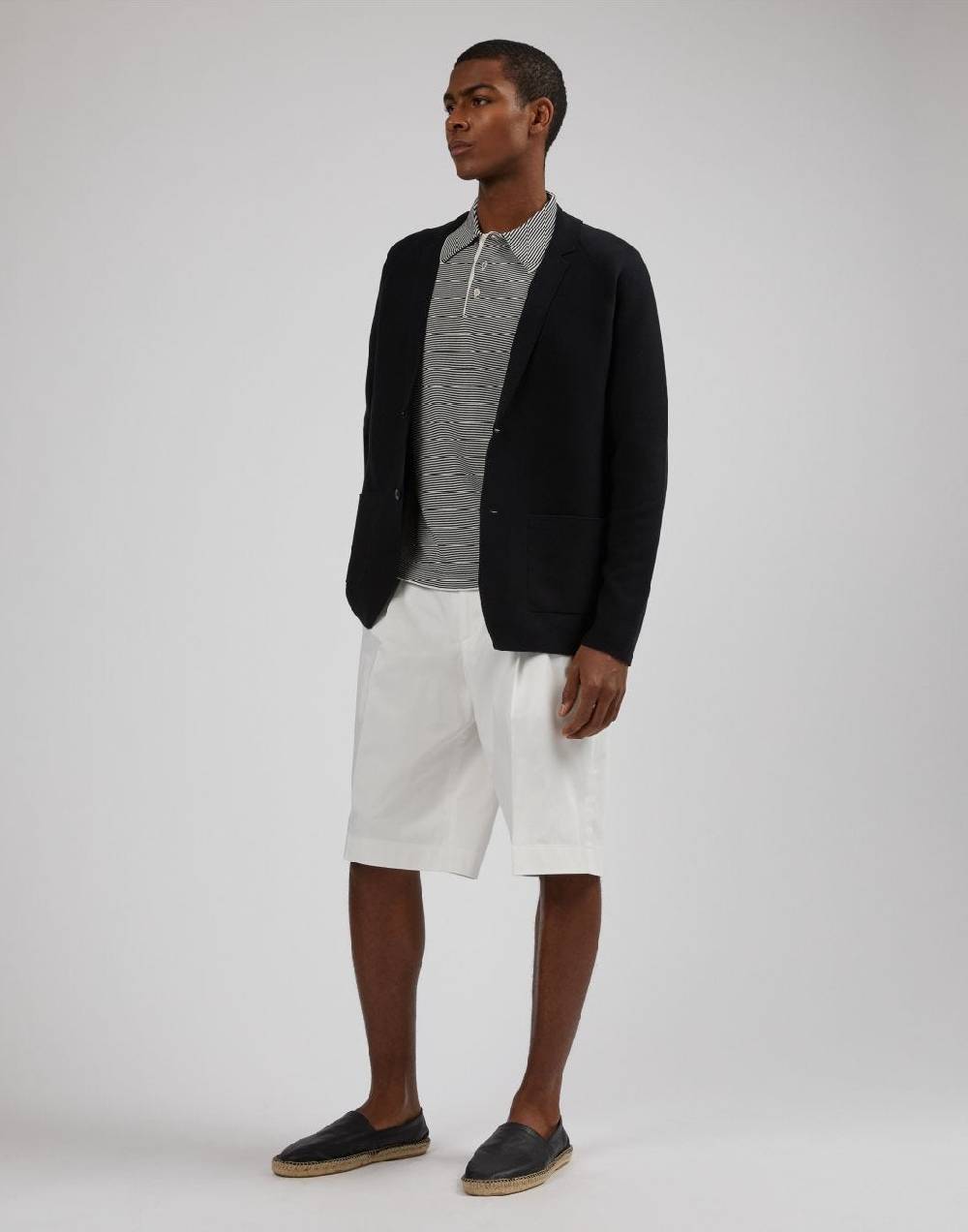 Lardini Polo In Cotone Crêpe Jacquard Bicolore