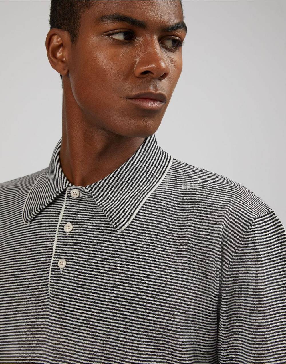 Lardini Polo In Cotone Crêpe Jacquard Bicolore
