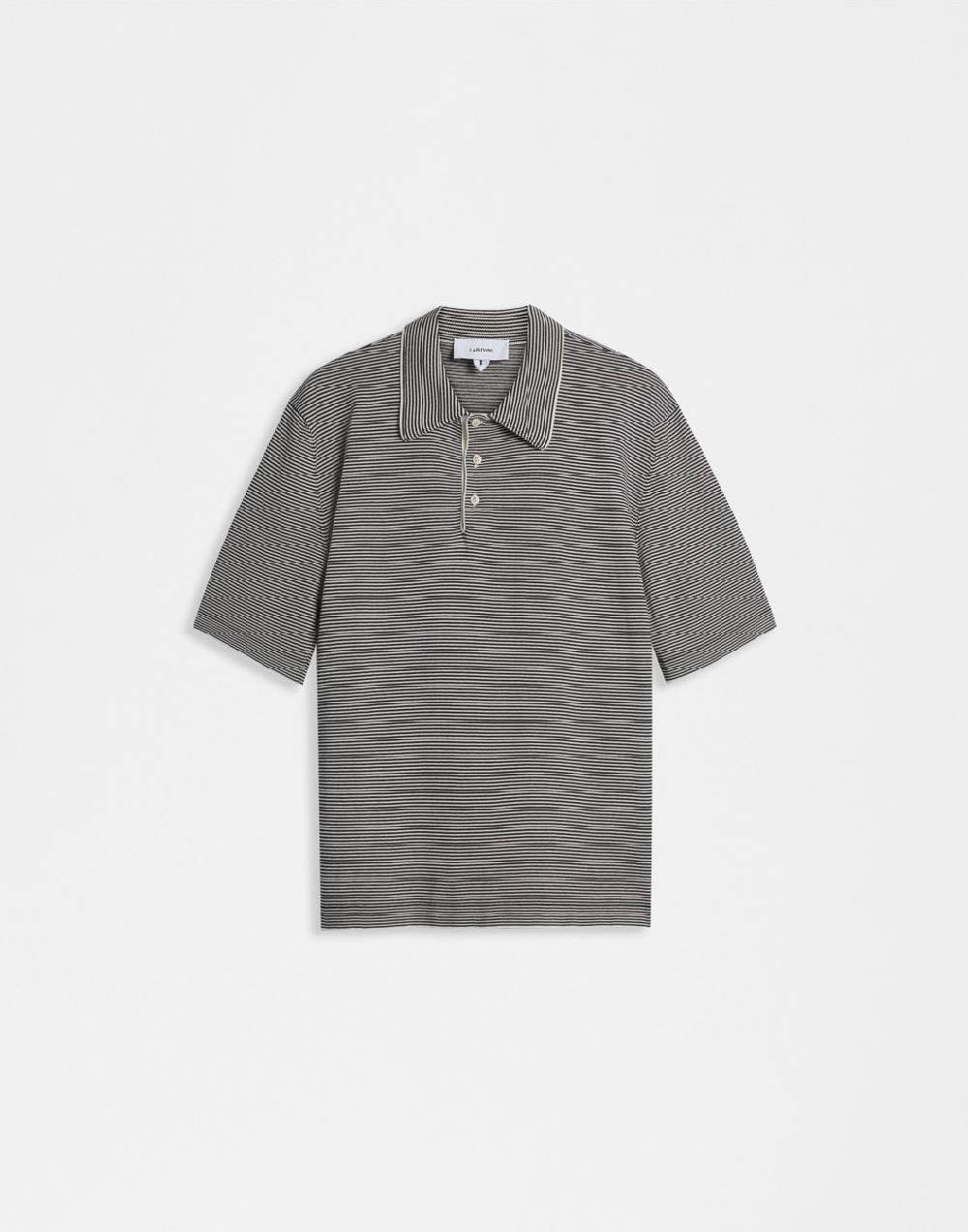 Lardini Polo in cotone crêpe jacquard bicolore