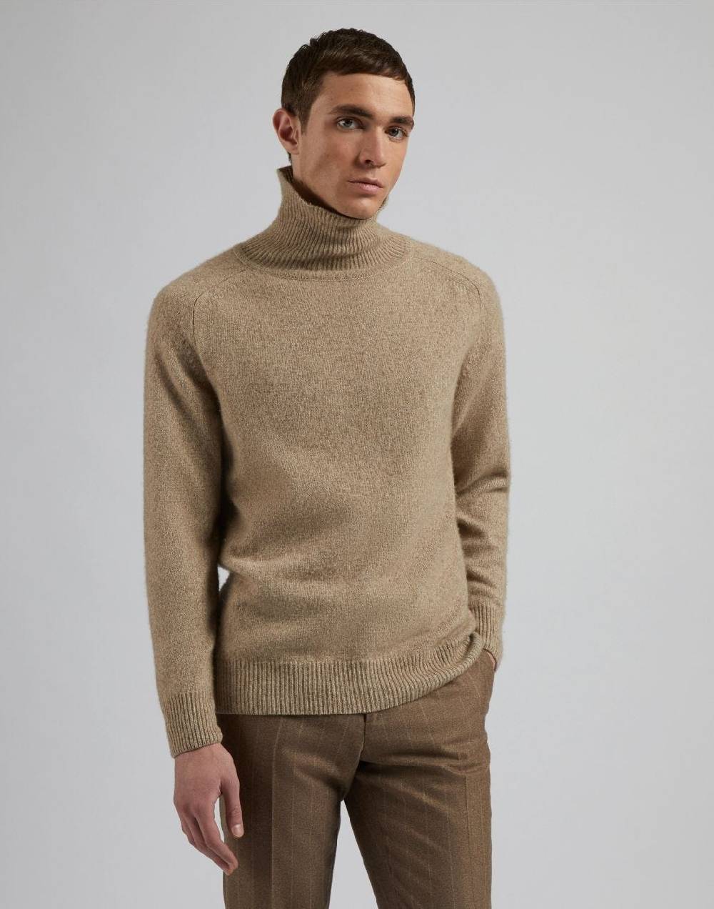 Lardini Maglia Dolcevita Beige In 100% Puro Cashmere Biagioli Titolo 2/11