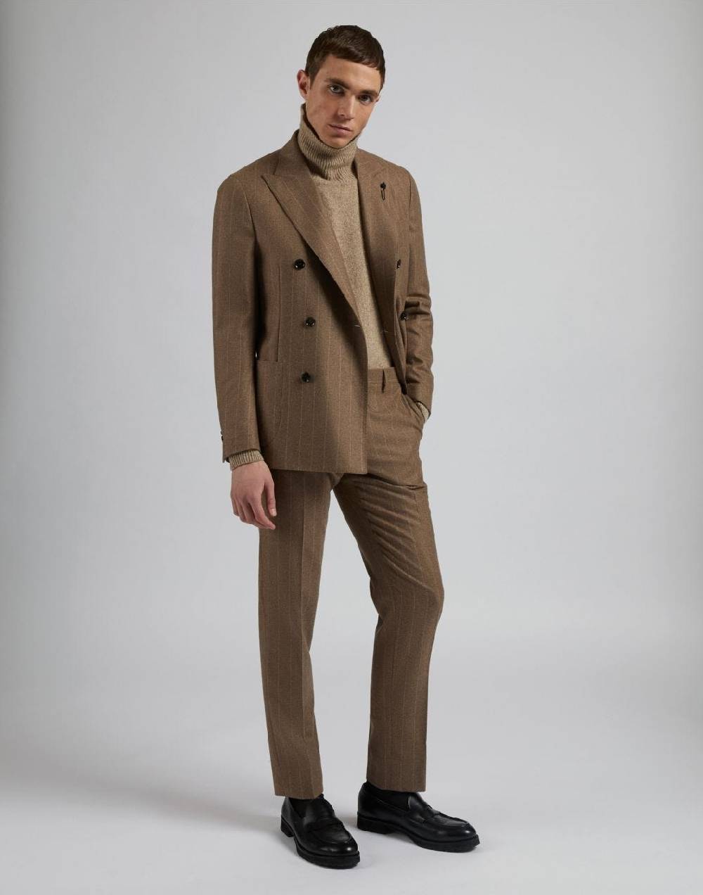 Lardini Maglia Dolcevita Beige In 100% Puro Cashmere Biagioli Titolo 2/11