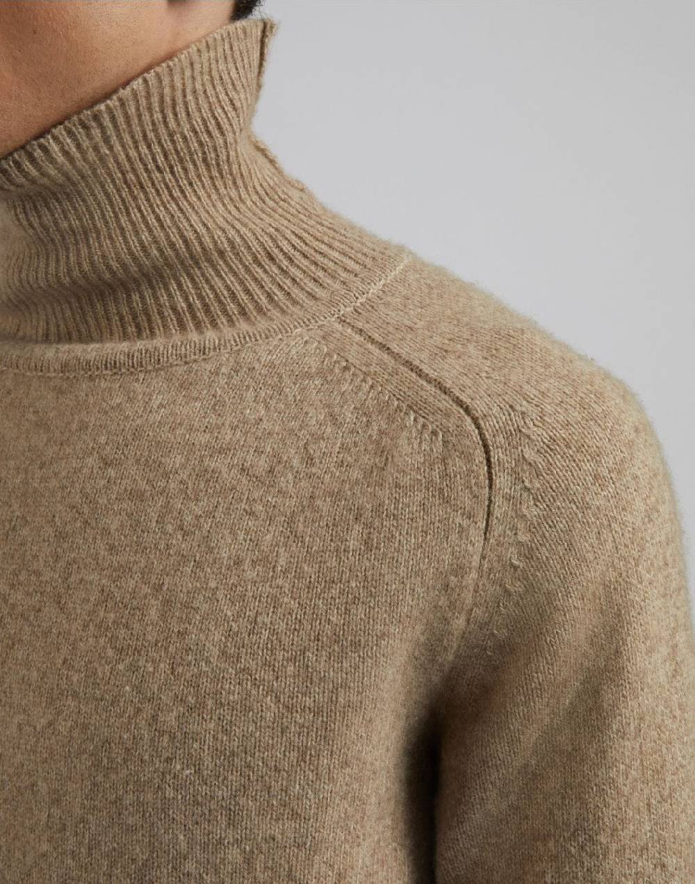 Lardini Maglia Dolcevita Beige In 100% Puro Cashmere Biagioli Titolo 2/11