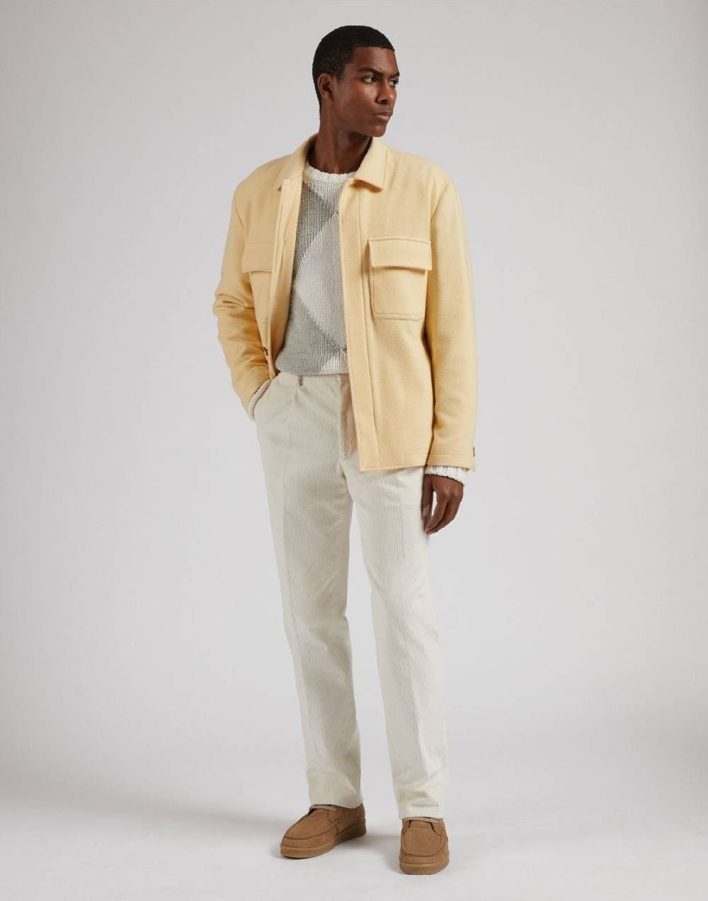 Lardini Maglia Girocollo Bianca Con Intarsio Bicolore Grigio