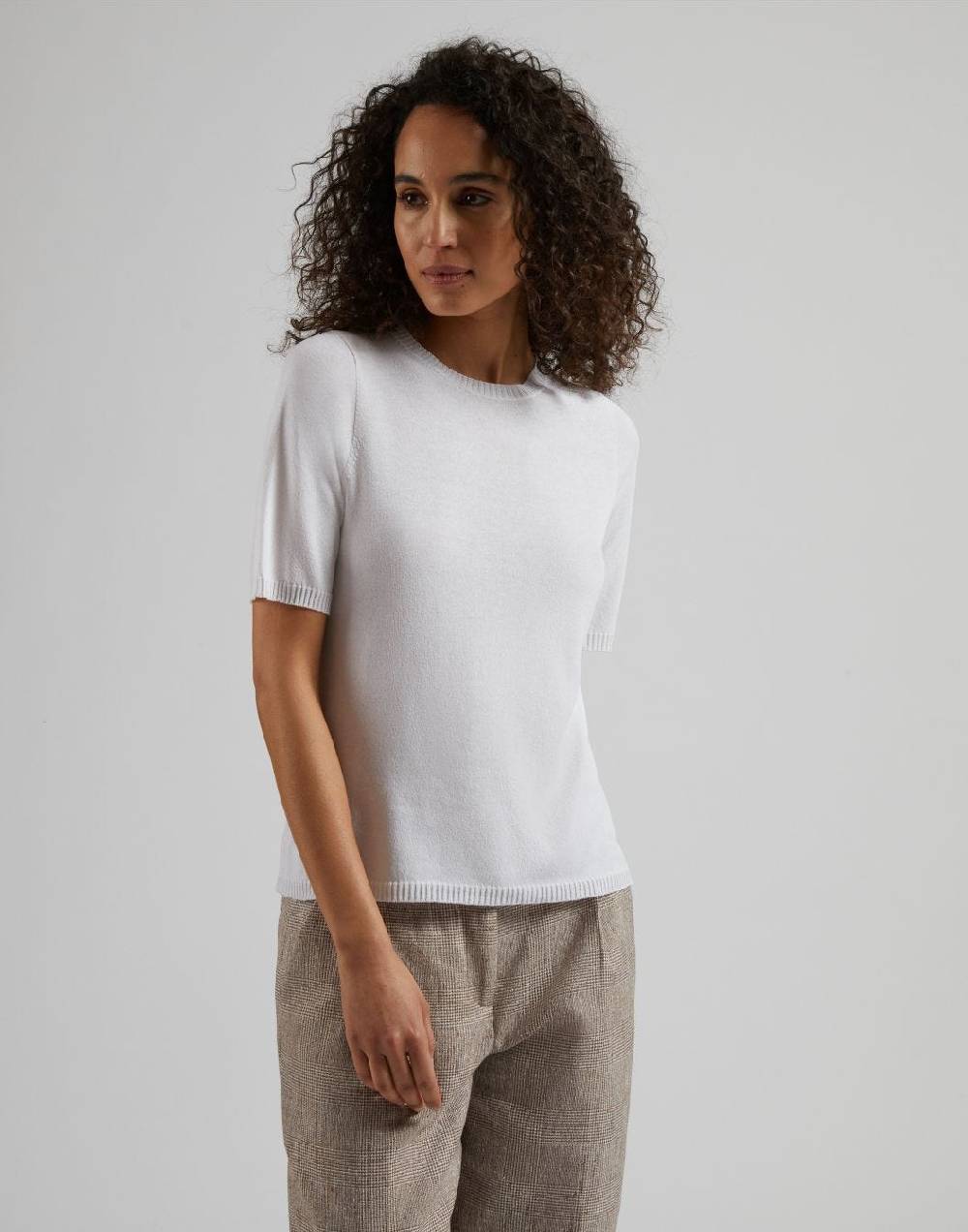 Lardini Maglia Girocollo Bianca In Pregiato Filato Di Viscosa