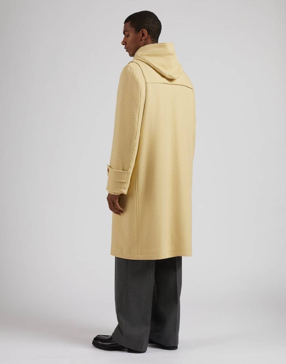 Lardini Montgomery Con Cappuccio In Lana Cashmere Giallo Pastello