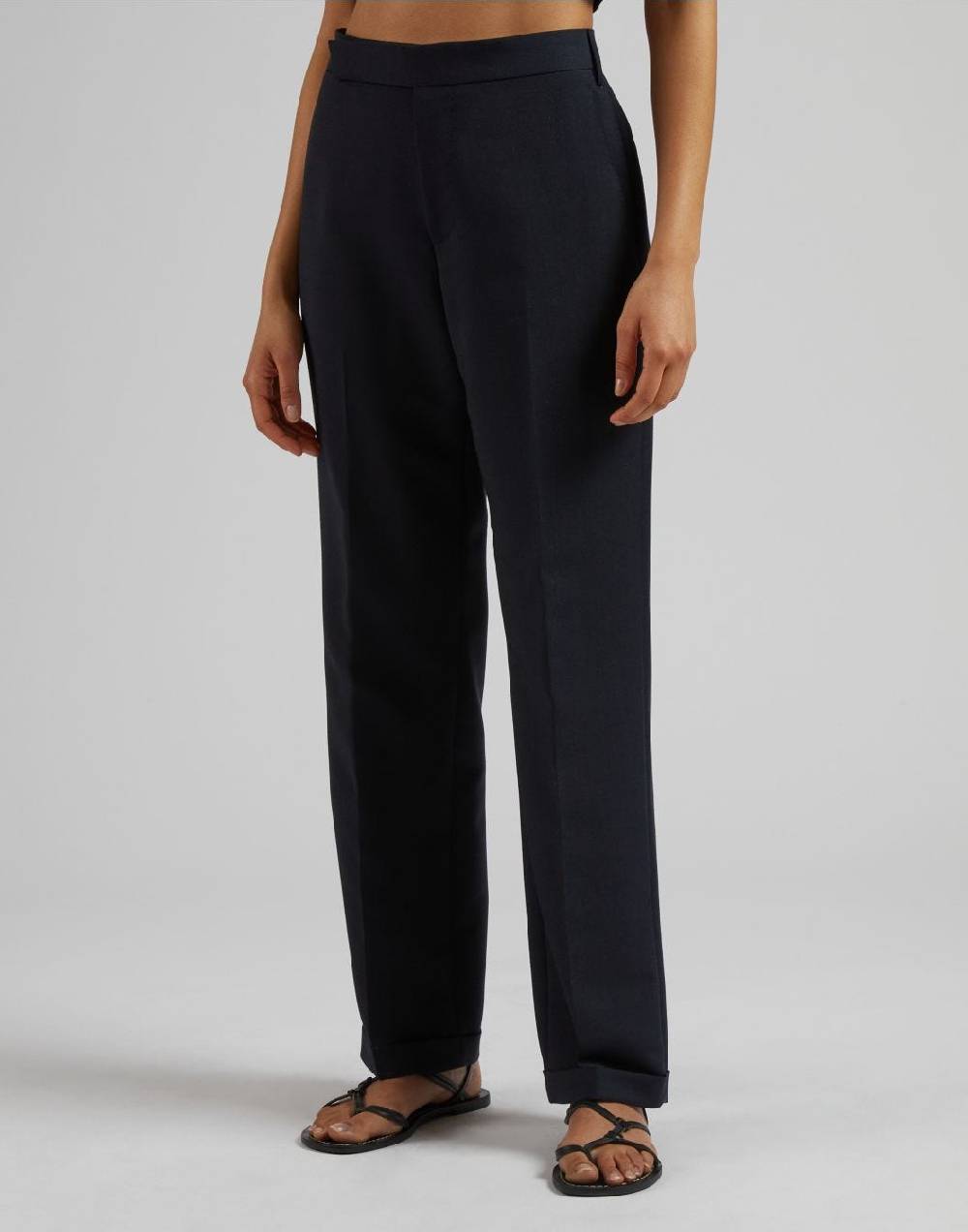 Lardini Pantalone Blu Gamba Dritta Regolare In Tessuto Di Lana